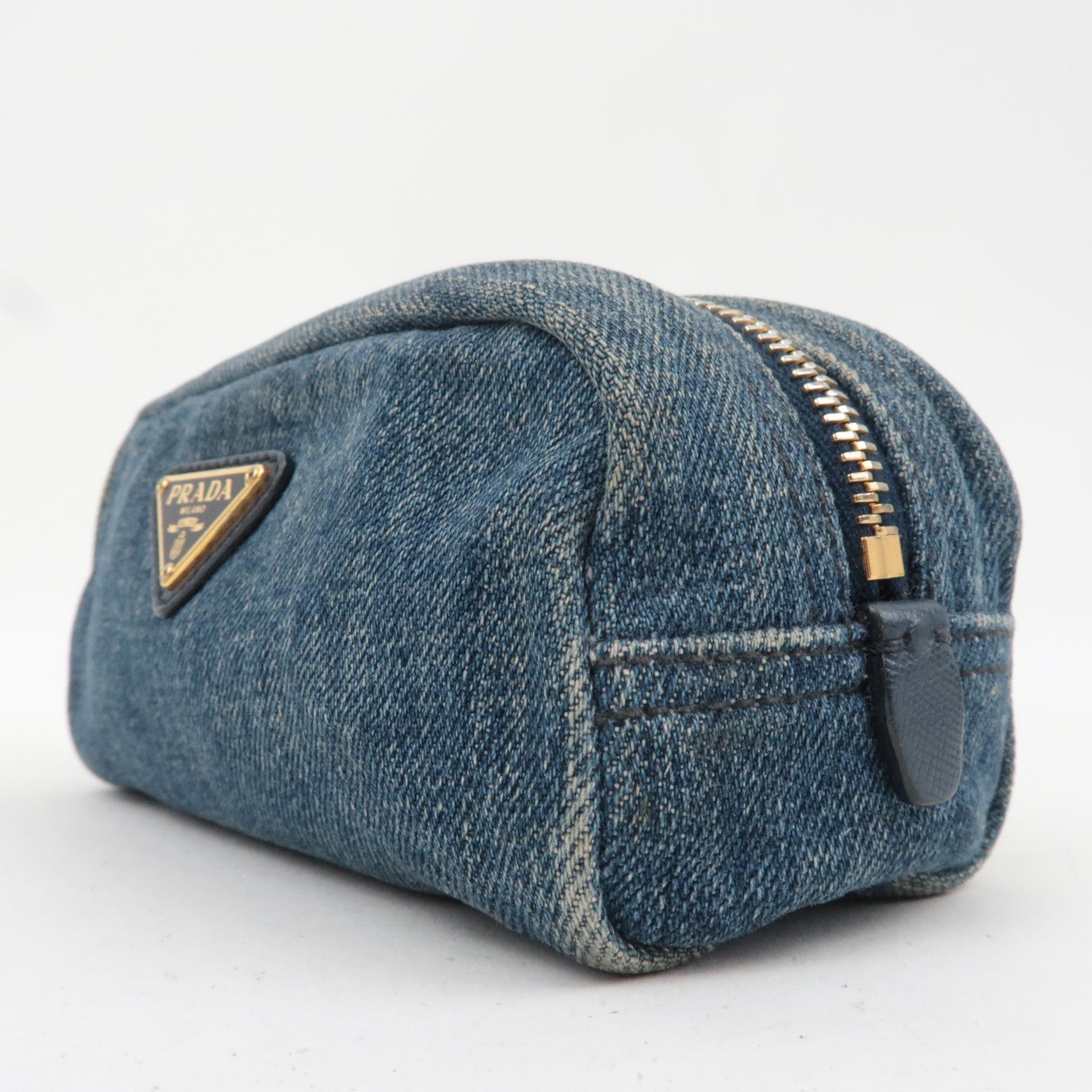 PRADA Small Pouch Cosmetic Pouch Denim Blue