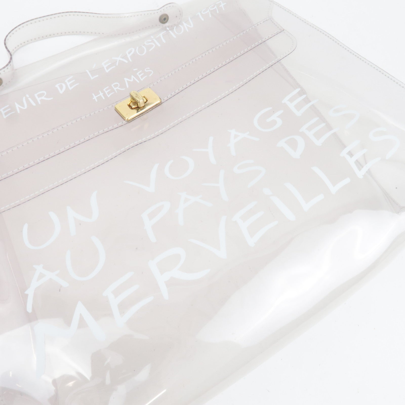HERMES Vinyl Kelly Handbag Clear