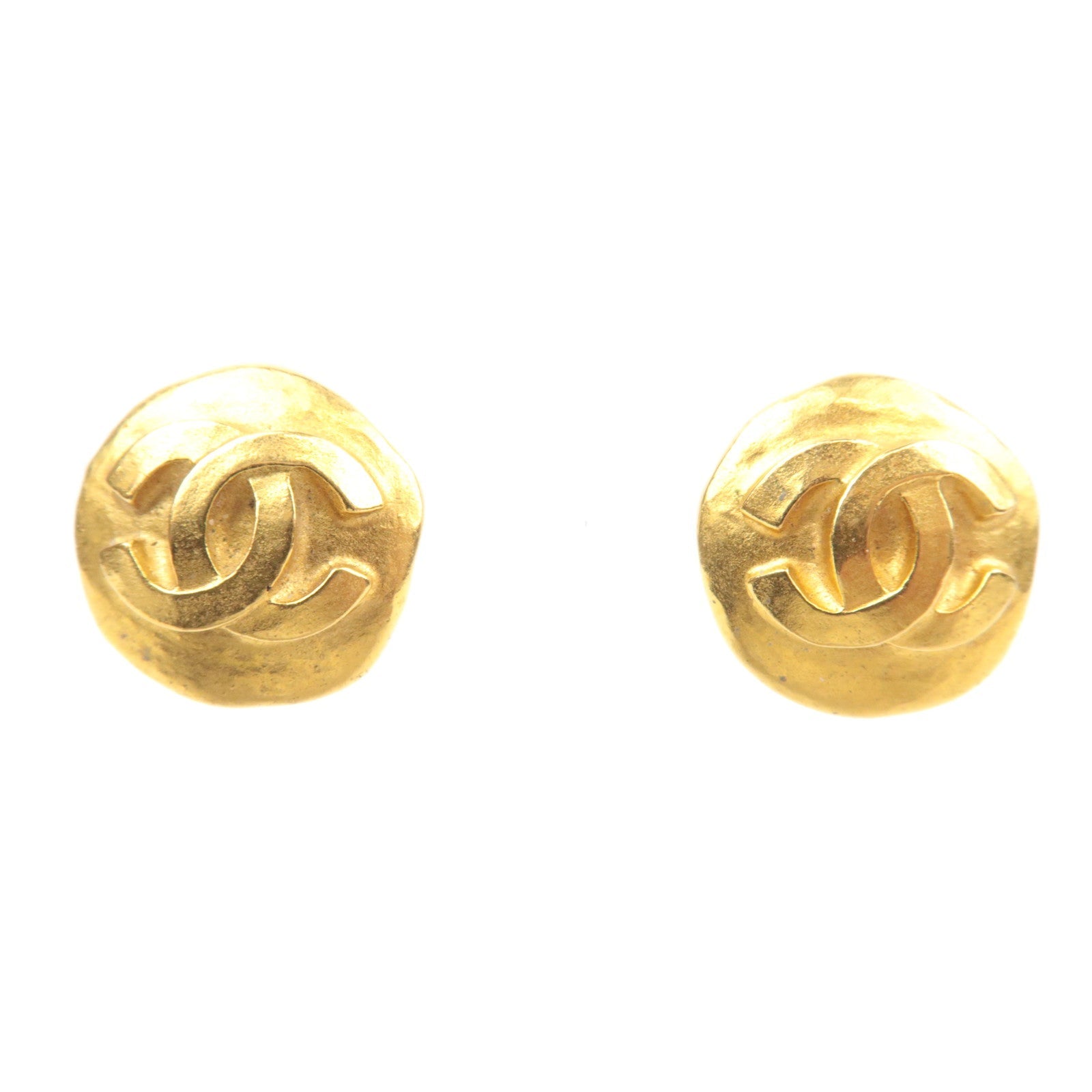 CHANEL Coco Mark Round Earrings 95A Gold86137