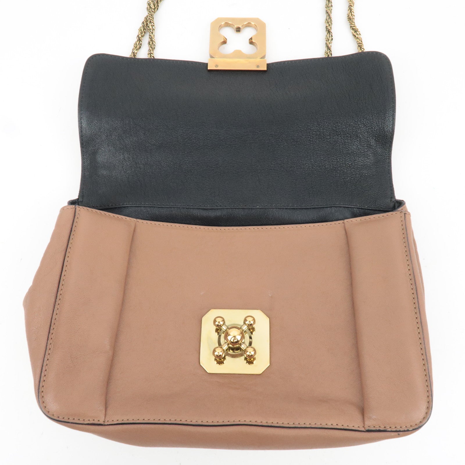 Chloe Elsie Chain Shoulder Bag Leather Brown