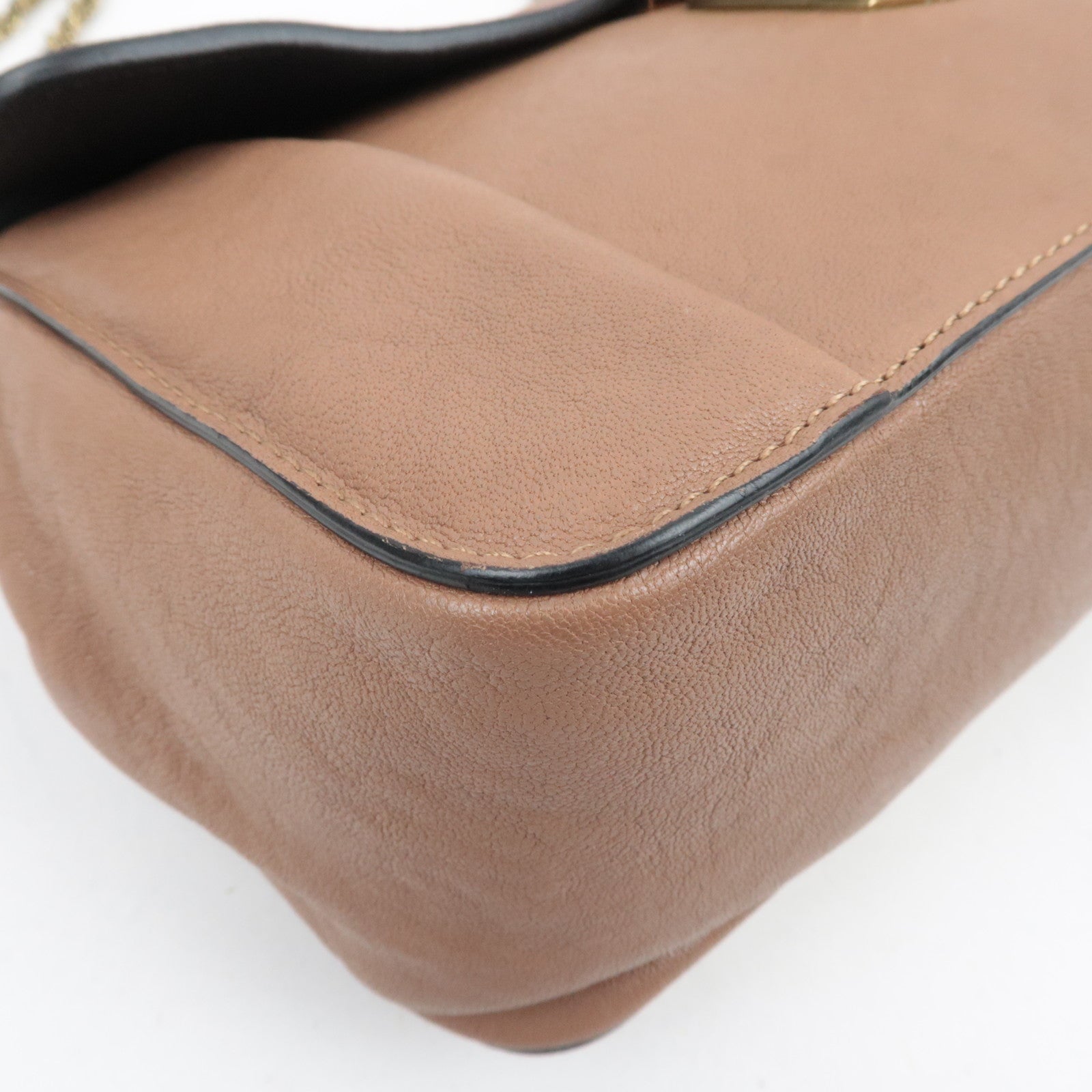 Chloe Elsie Chain Shoulder Bag Leather Brown