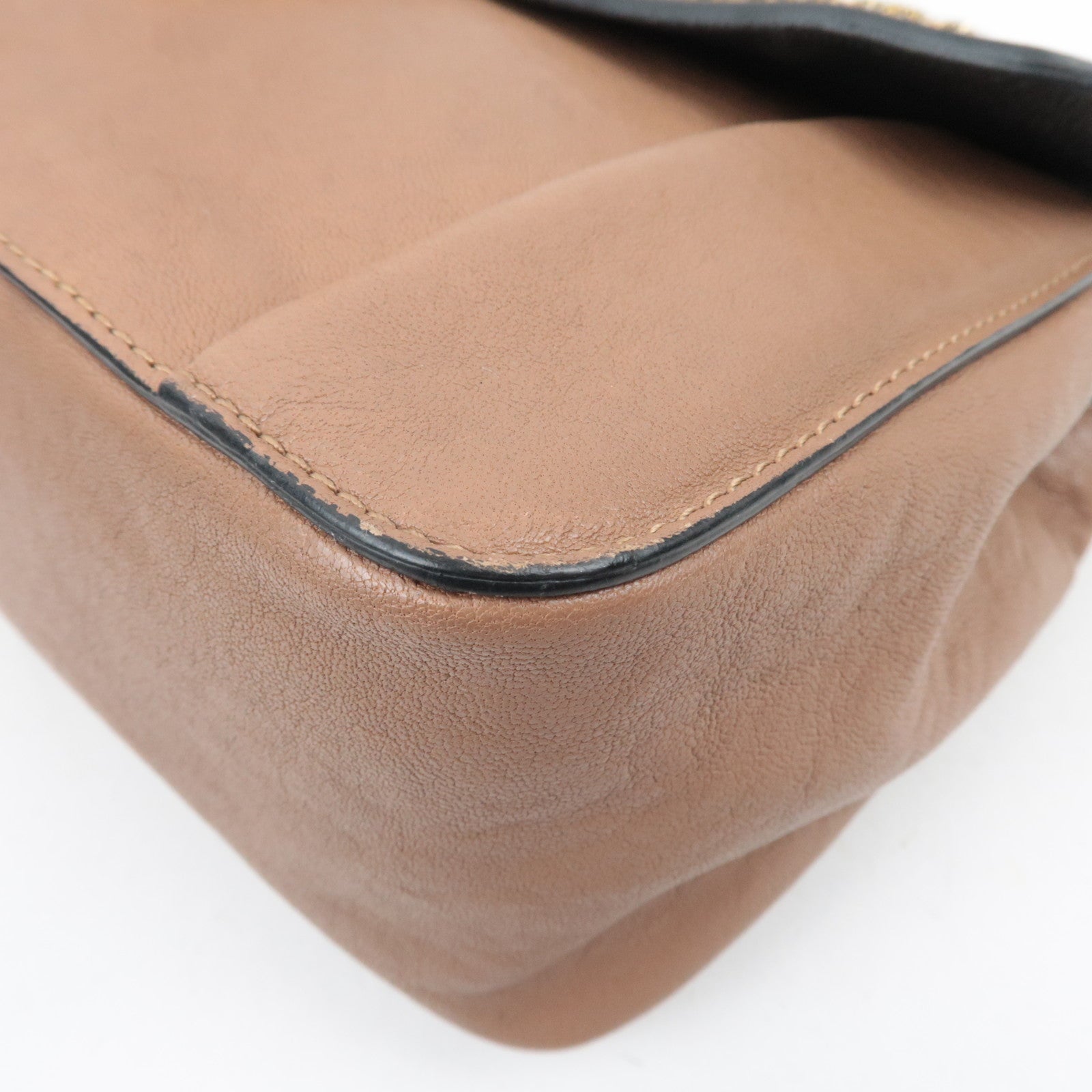 Chloe Elsie Chain Shoulder Bag Leather Brown