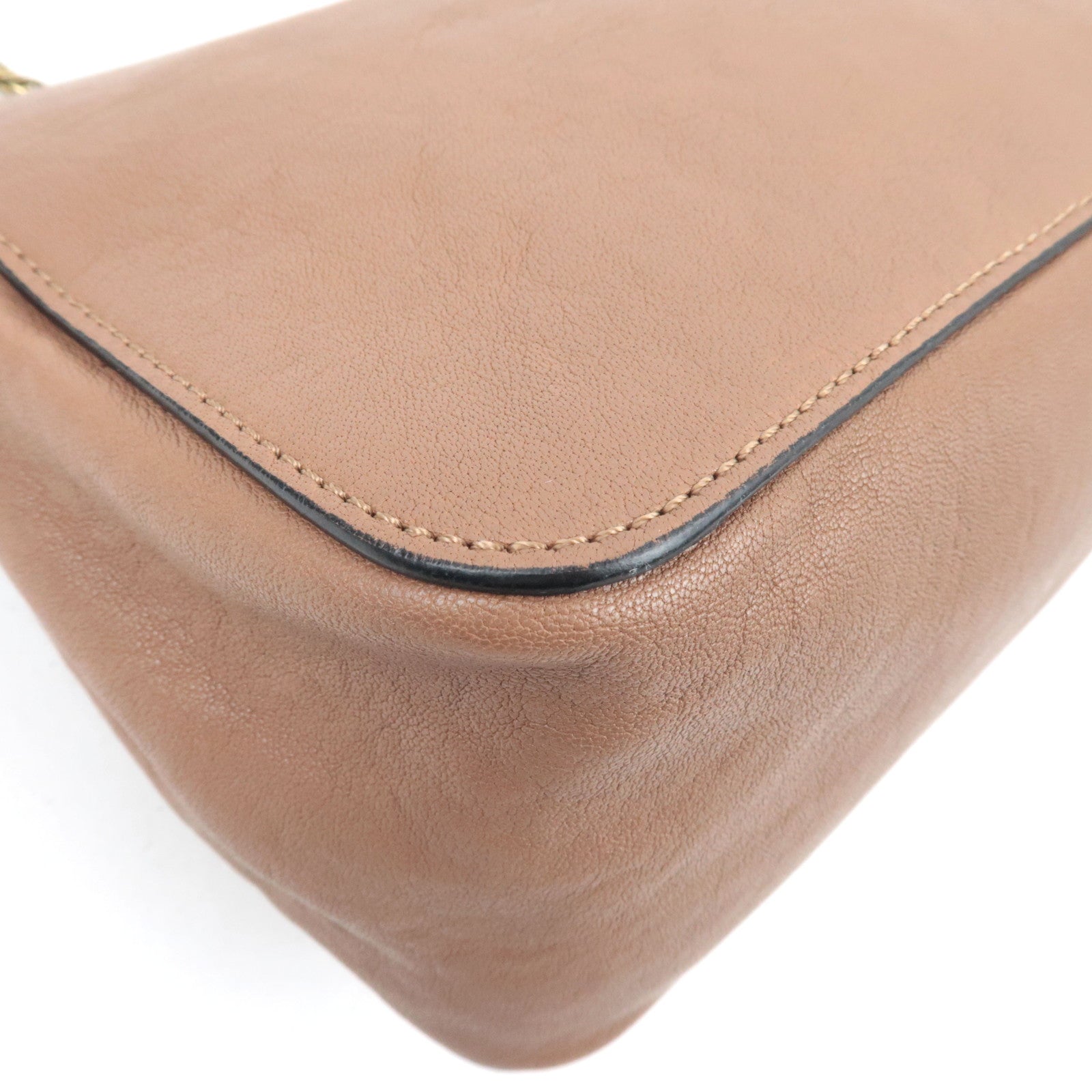 Chloe Elsie Chain Shoulder Bag Leather Brown