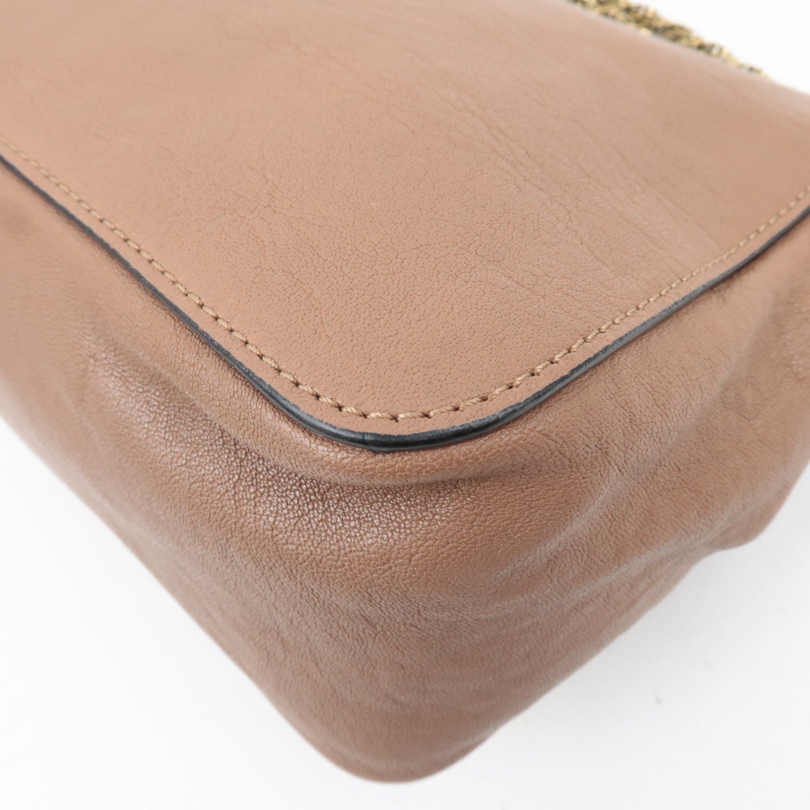 Chloe Elsie Chain Shoulder Bag Leather Brown