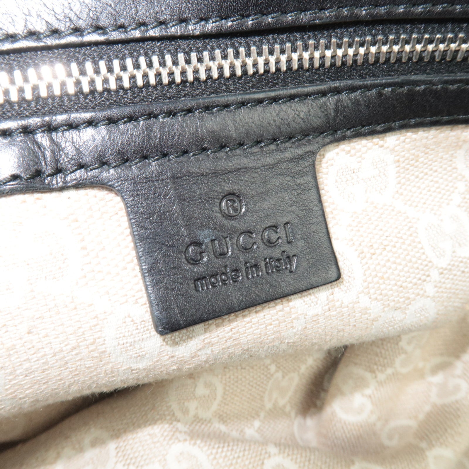 GUCCI Shoulder Bag Leather Black 296855