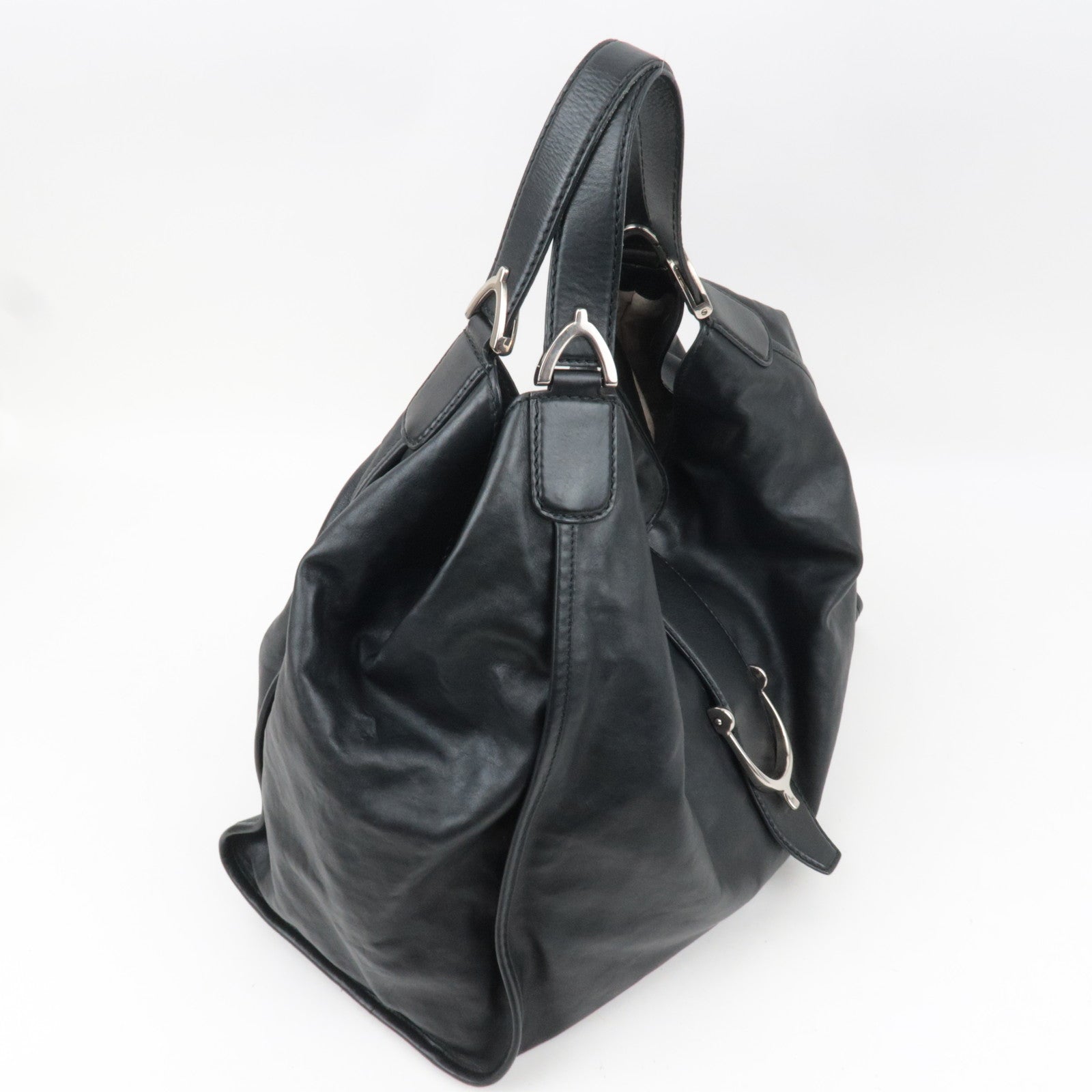 GUCCI Shoulder Bag Leather Black 296855