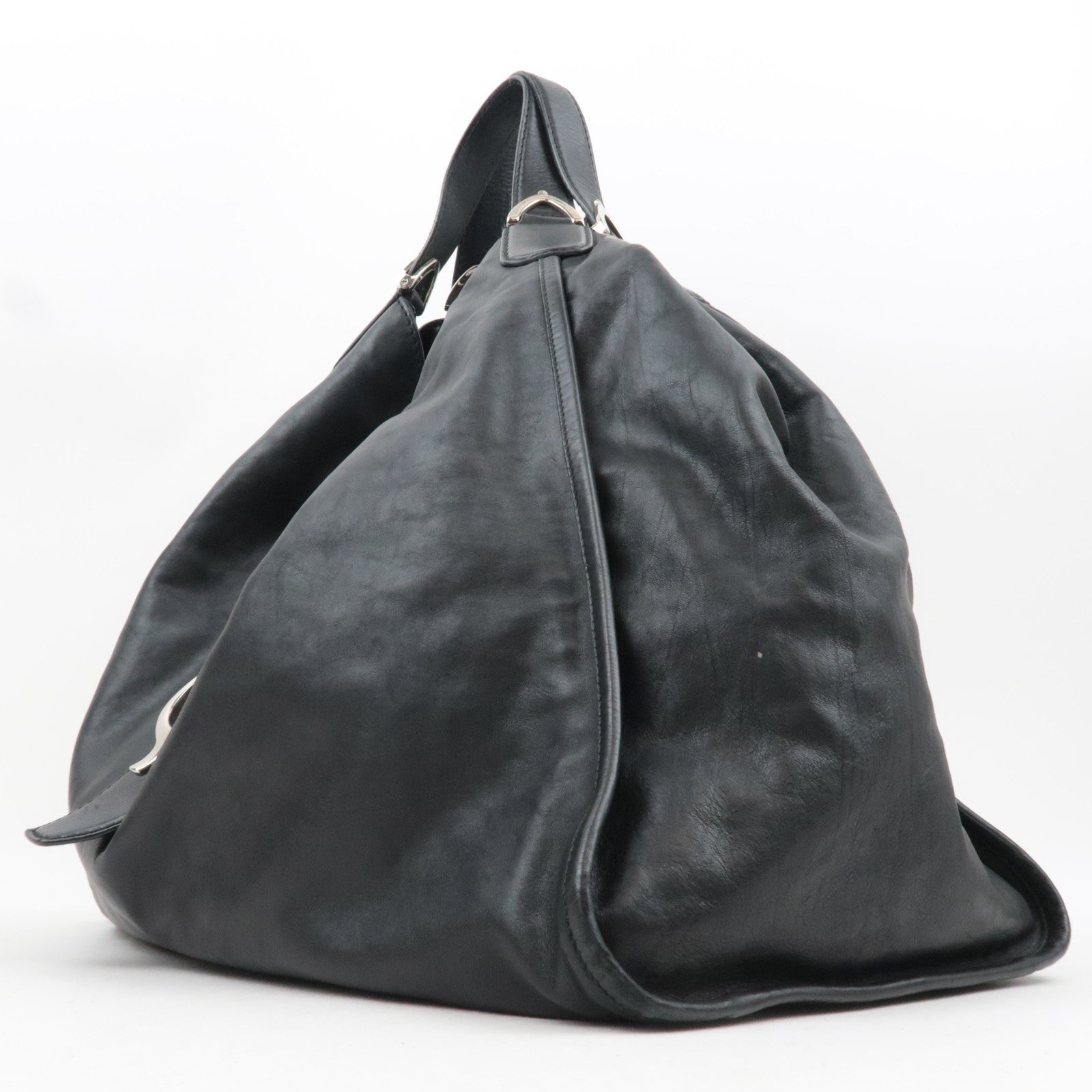 GUCCI Shoulder Bag Leather Black 296855