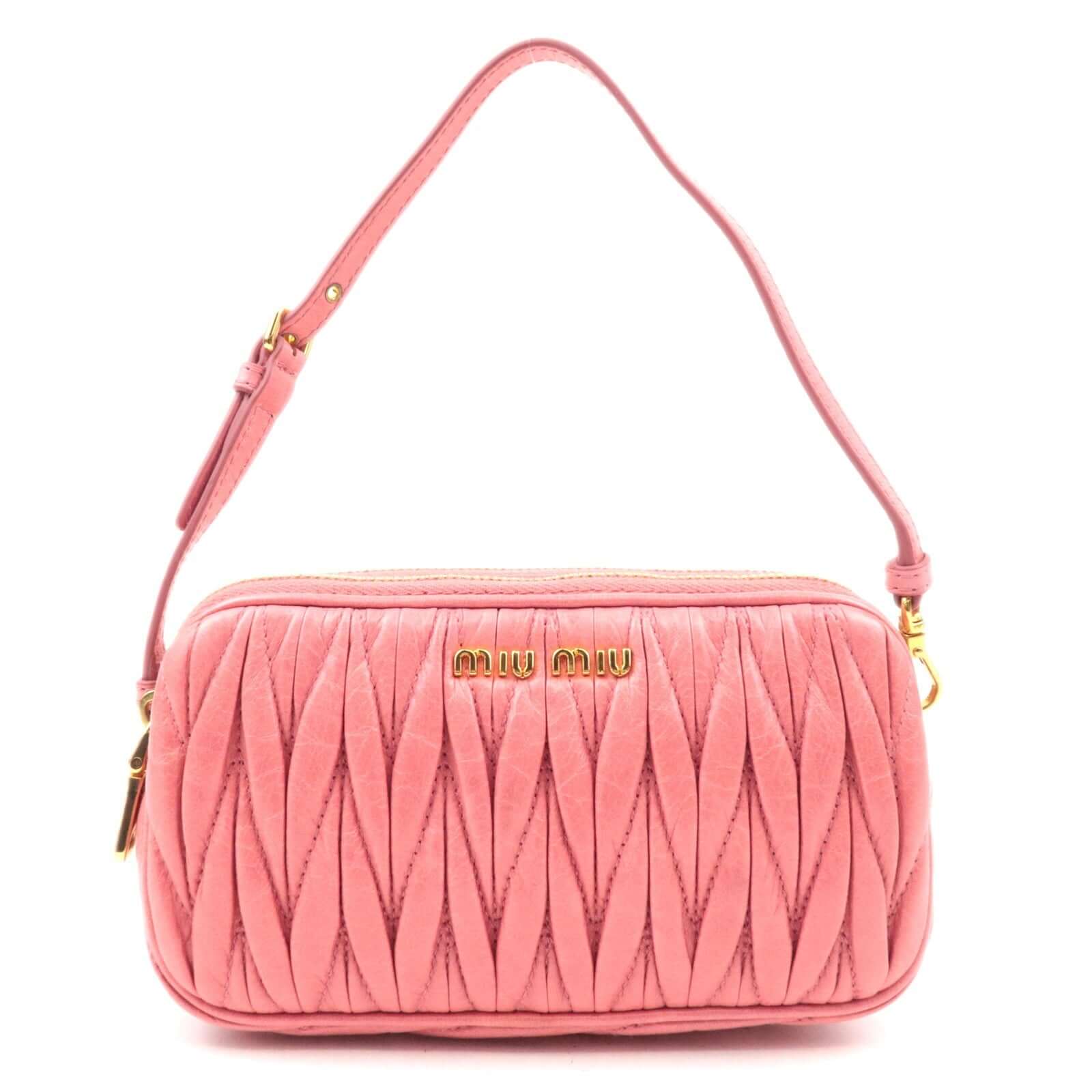 MIU MIU Matelasse Mini Bag Leather Pink86155