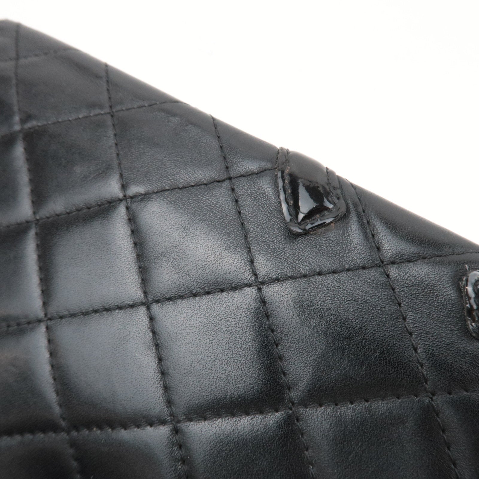 CHANEL Cambon Line Wallet Lambskin Patent Leather Black 11203051