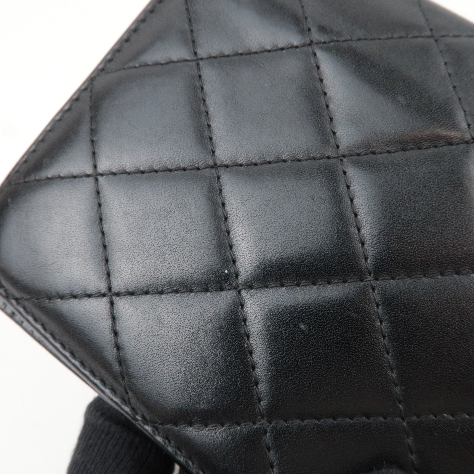 CHANEL Cambon Line Wallet Lambskin Patent Leather Black 11203051