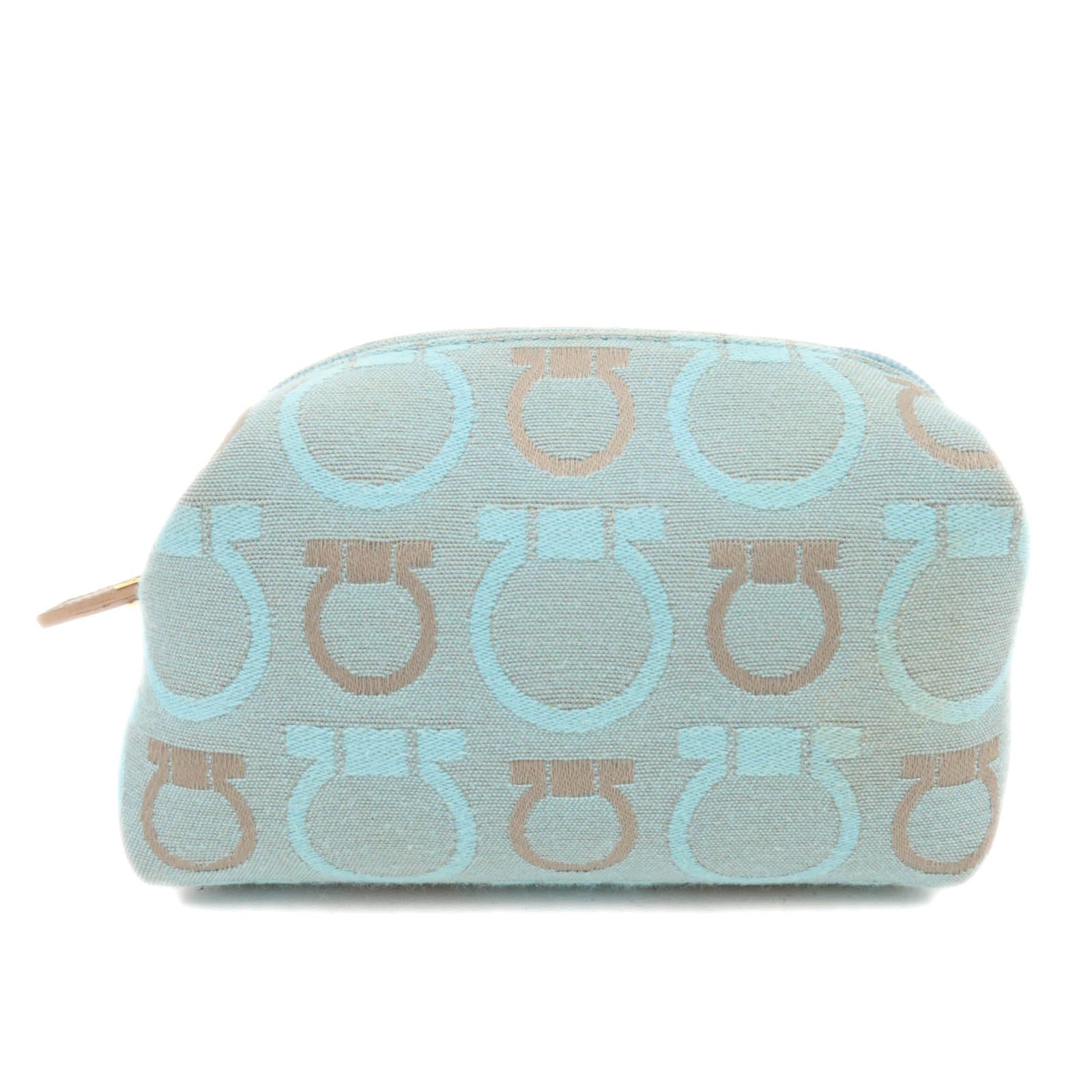 Ferragamo Gancini Canvas Leather Small Pouch Light Blue86265