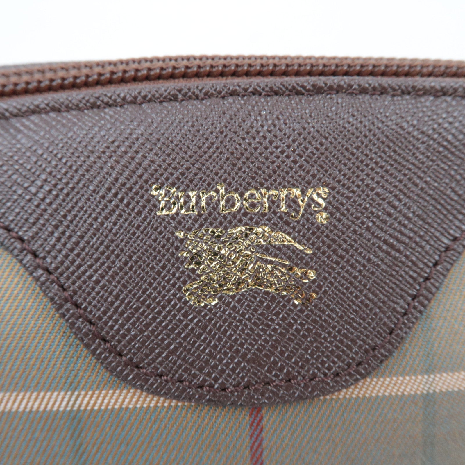 BURBERRY Burberrys Plaid Cosmetic Pouch Khaki