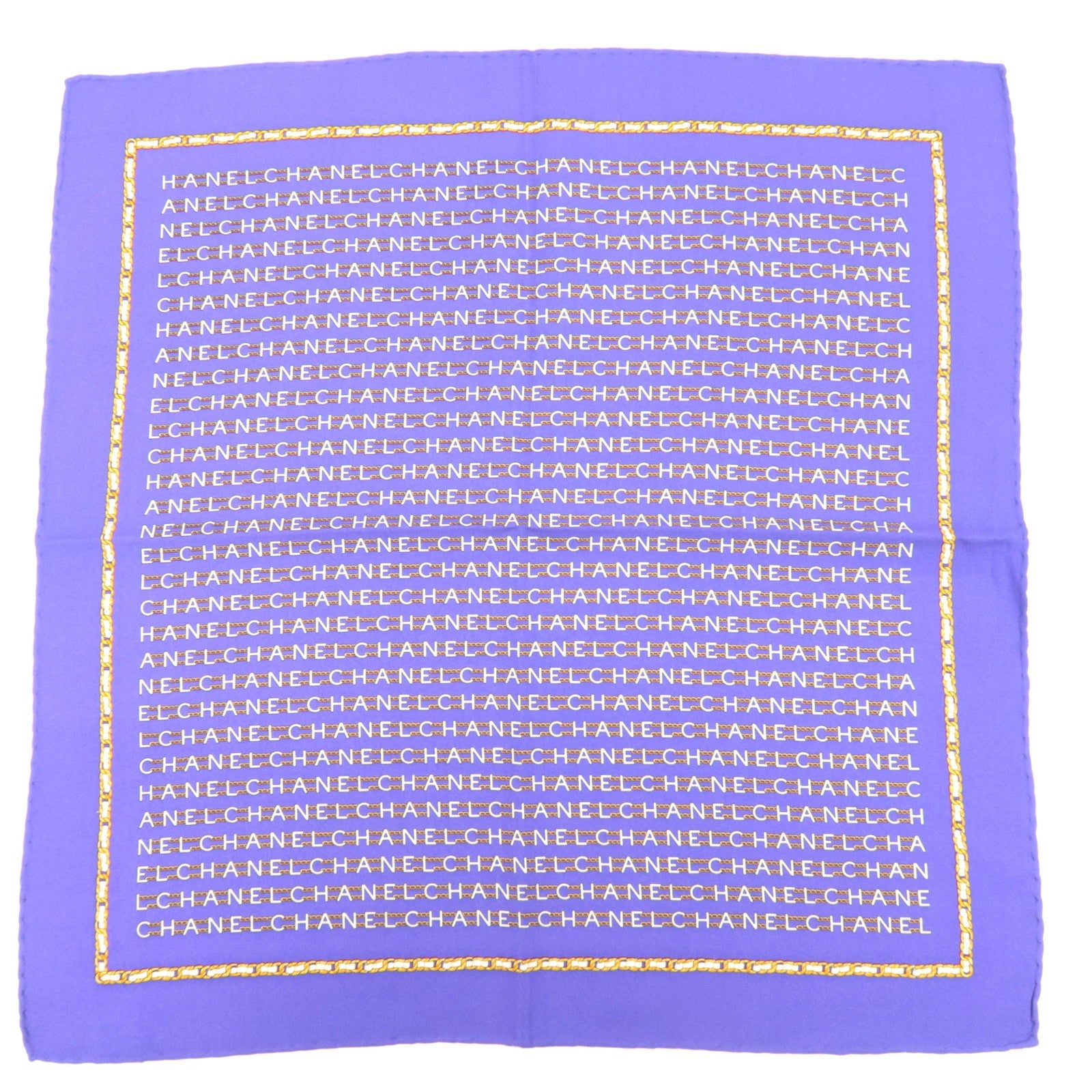 CHANEL Logo Mini Scarf 100% Silk Purple86273