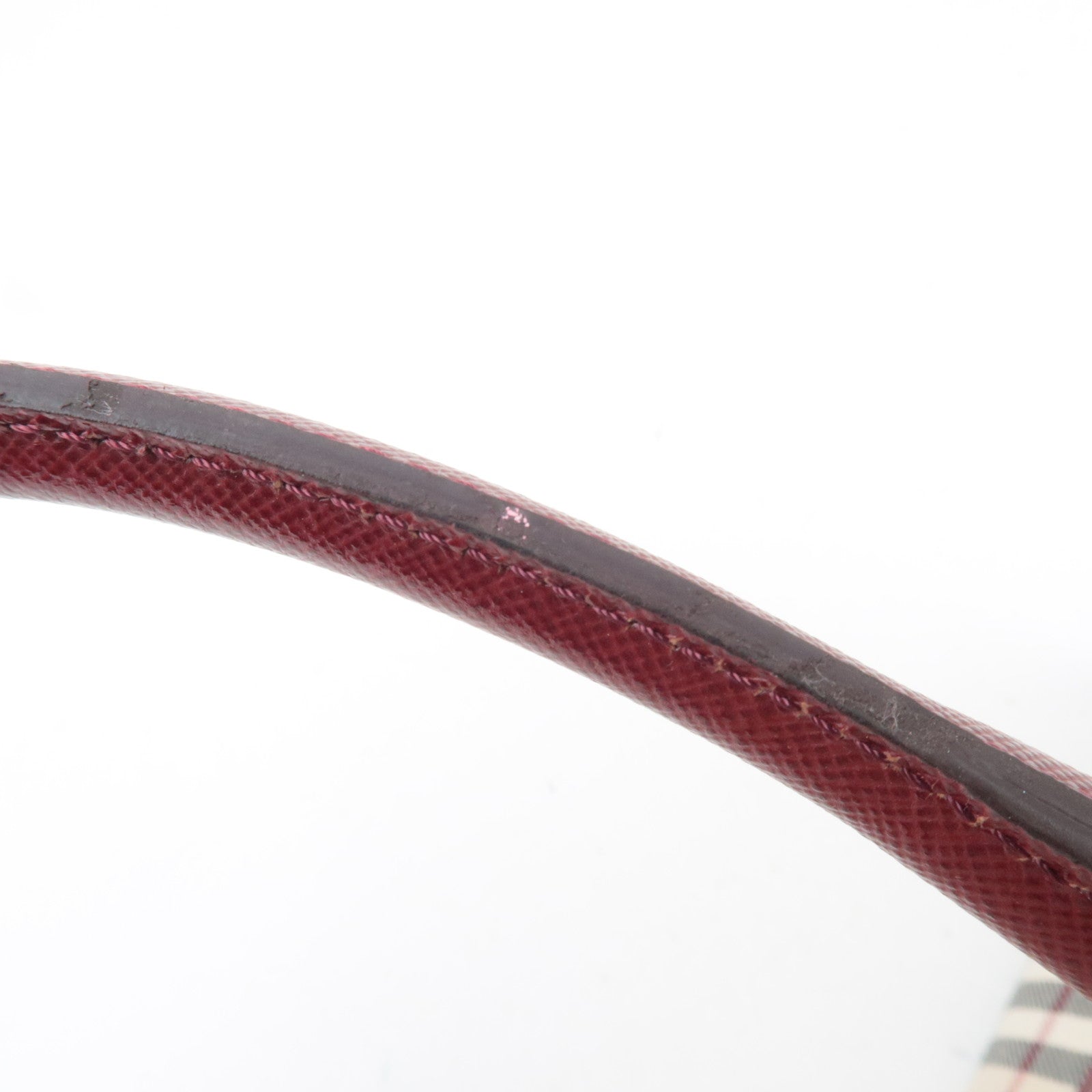 BURBERRY Nova Plaid East West Handbag Beige Bordeaux