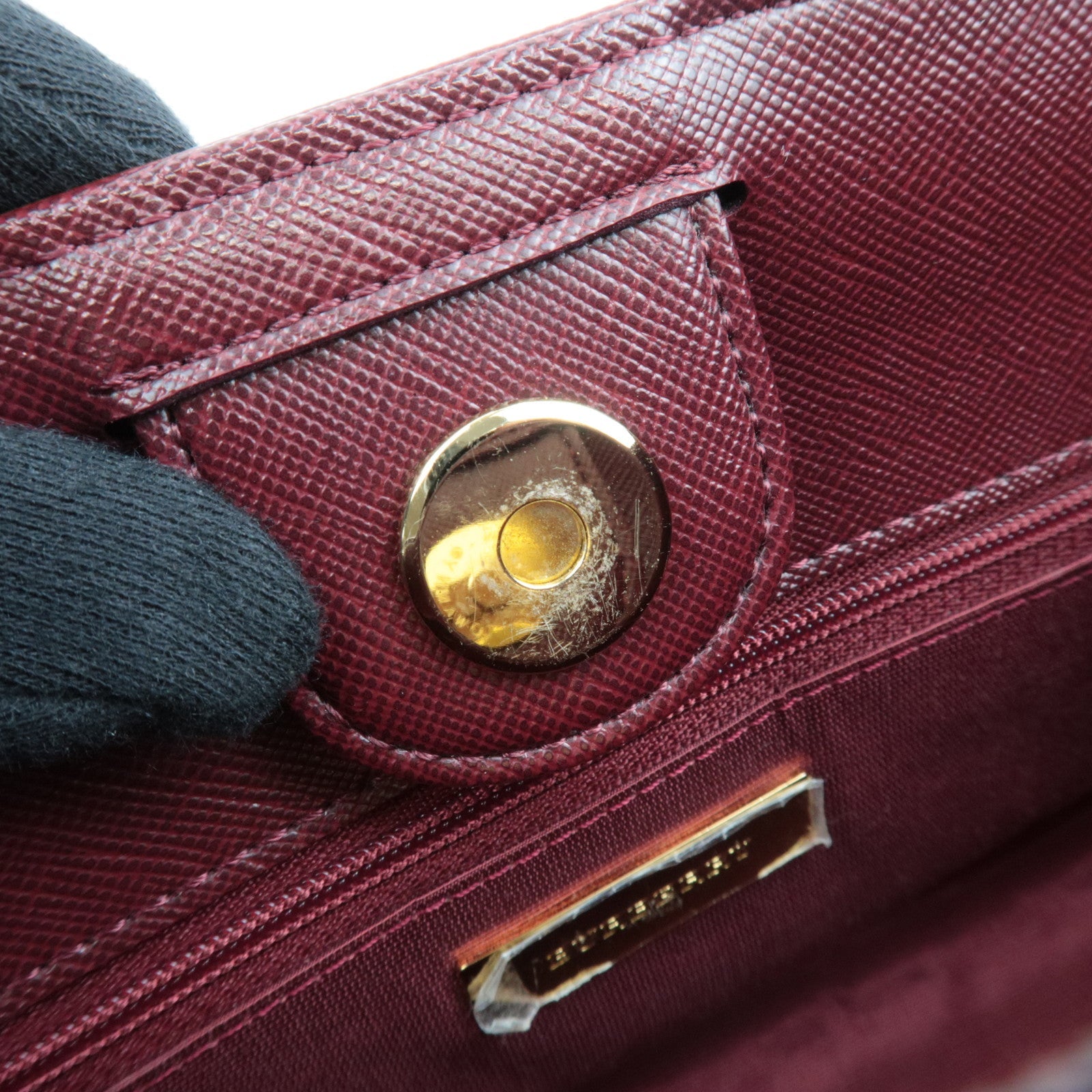 BURBERRY Nova Plaid East West Handbag Beige Bordeaux