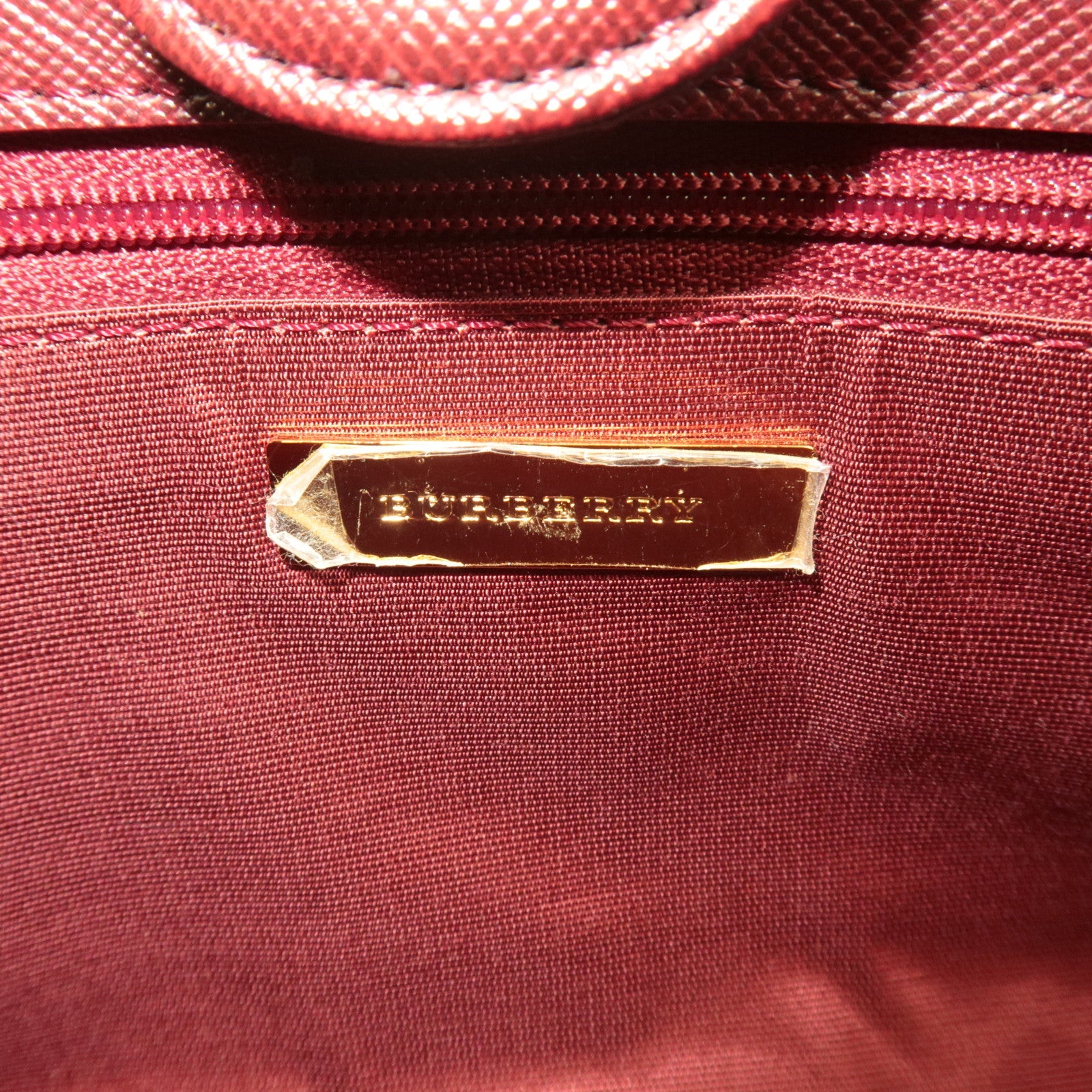 BURBERRY Nova Plaid East West Handbag Beige Bordeaux