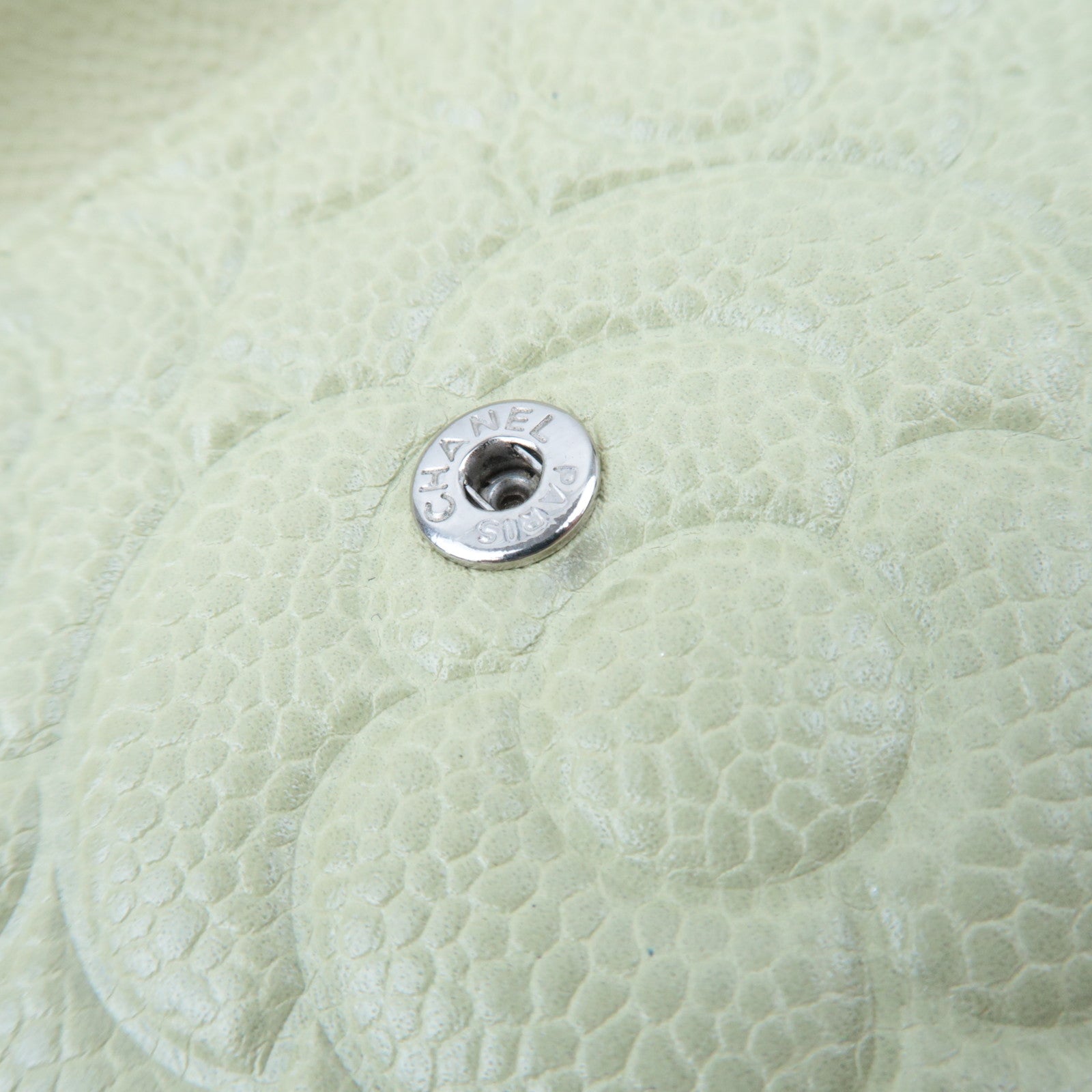 CHANEL Camellia Wallet Caviarskin Light Green 30567831