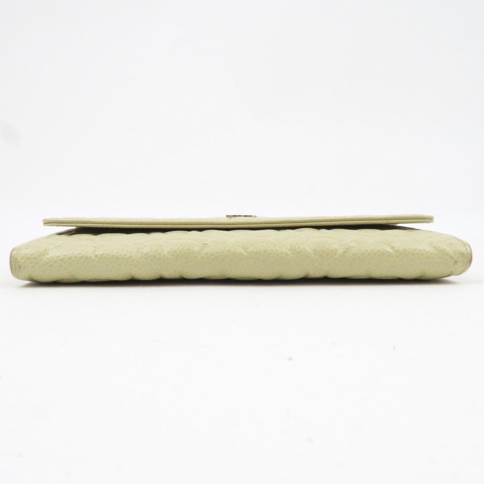 CHANEL Camellia Wallet Caviarskin Light Green 30567831