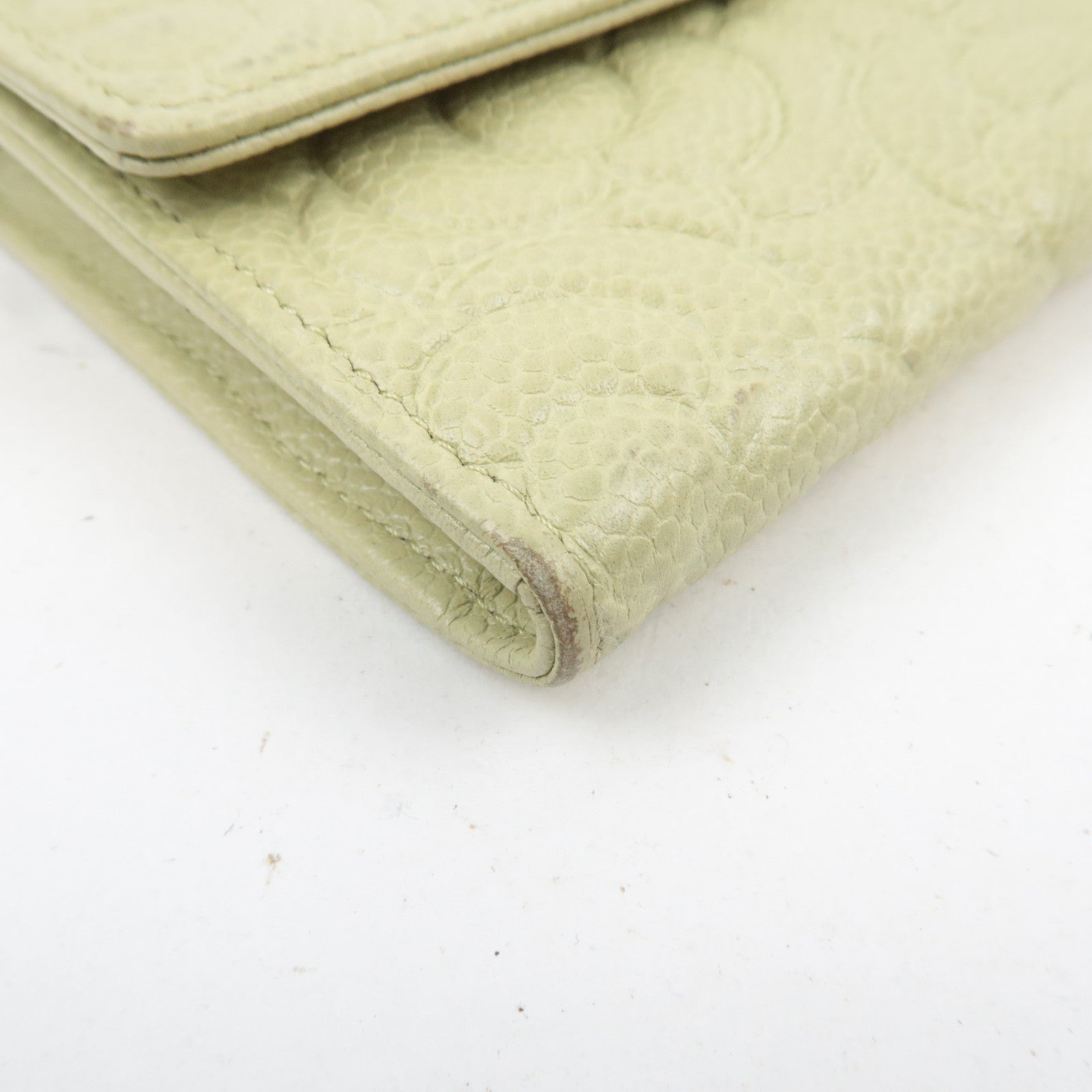 CHANEL Camellia Wallet Caviarskin Light Green 30567831