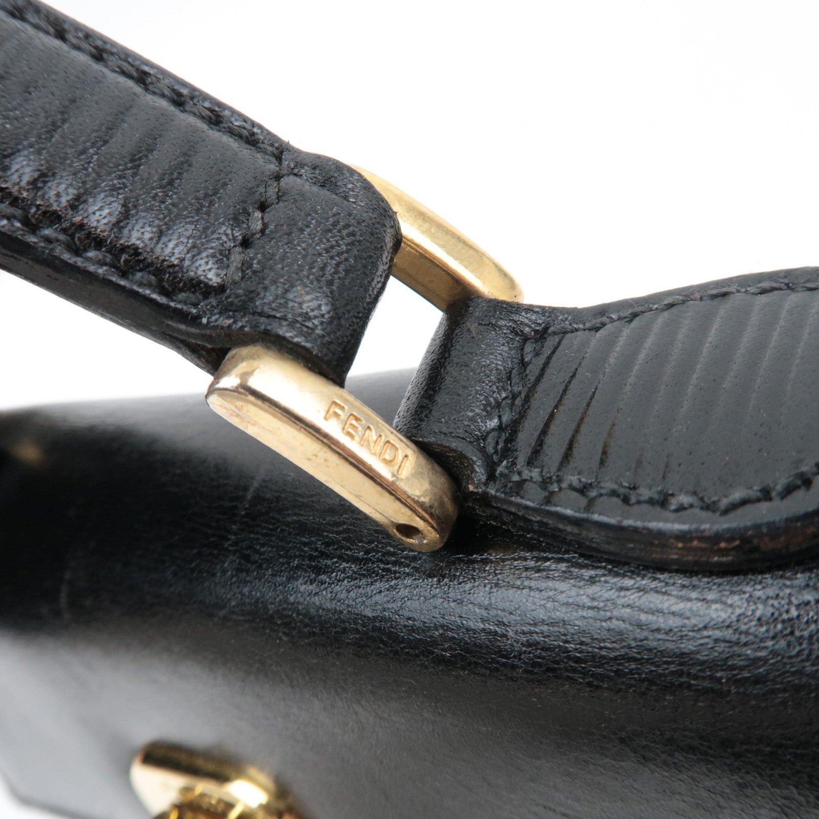 FENDI Small Leather Handbag Black 11652