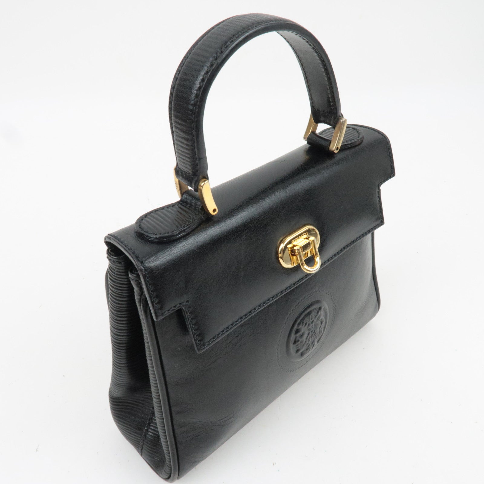 FENDI Small Leather Handbag Black 11652