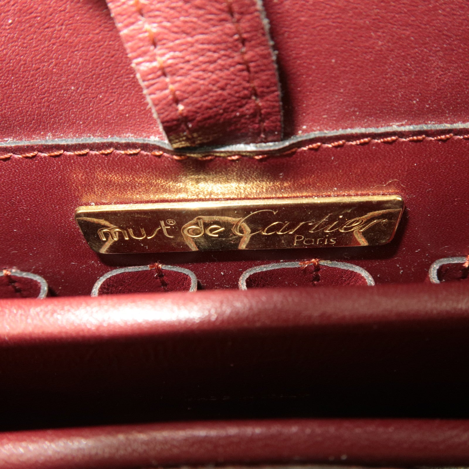Cartier Must Line Leather Shoulder Bag Bordeaux
