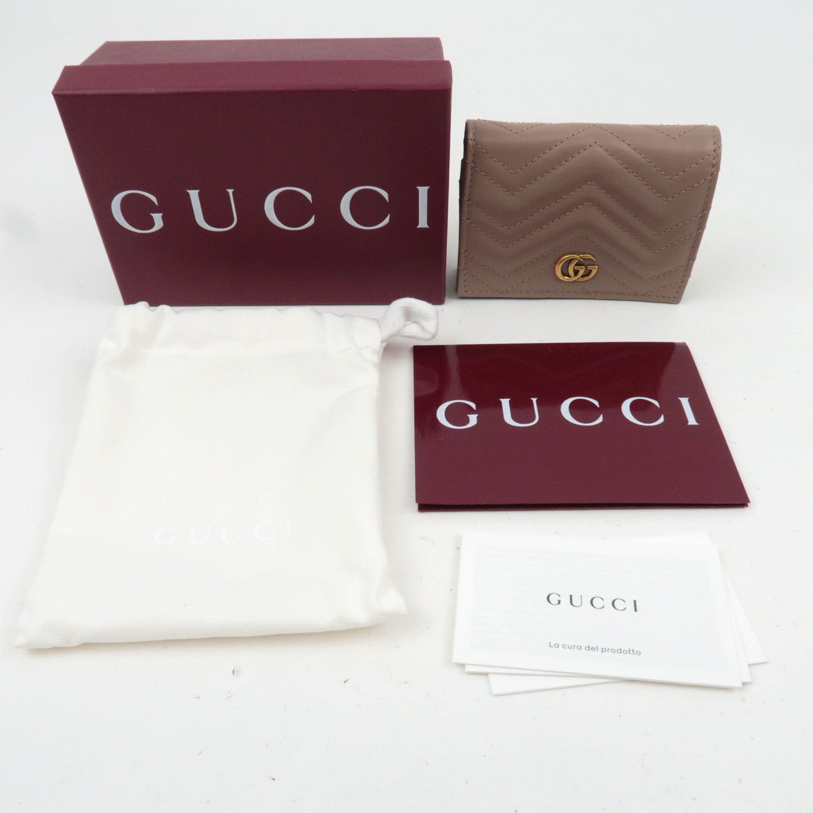 GUCCI GG Marmont Leather Wallet Greige 466492