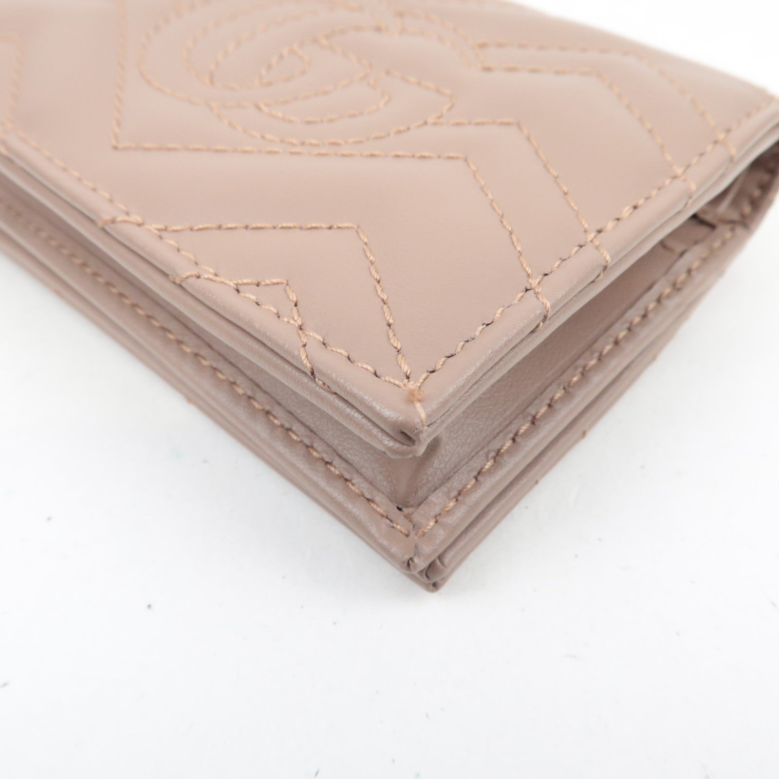 GUCCI GG Marmont Leather Wallet Greige 466492