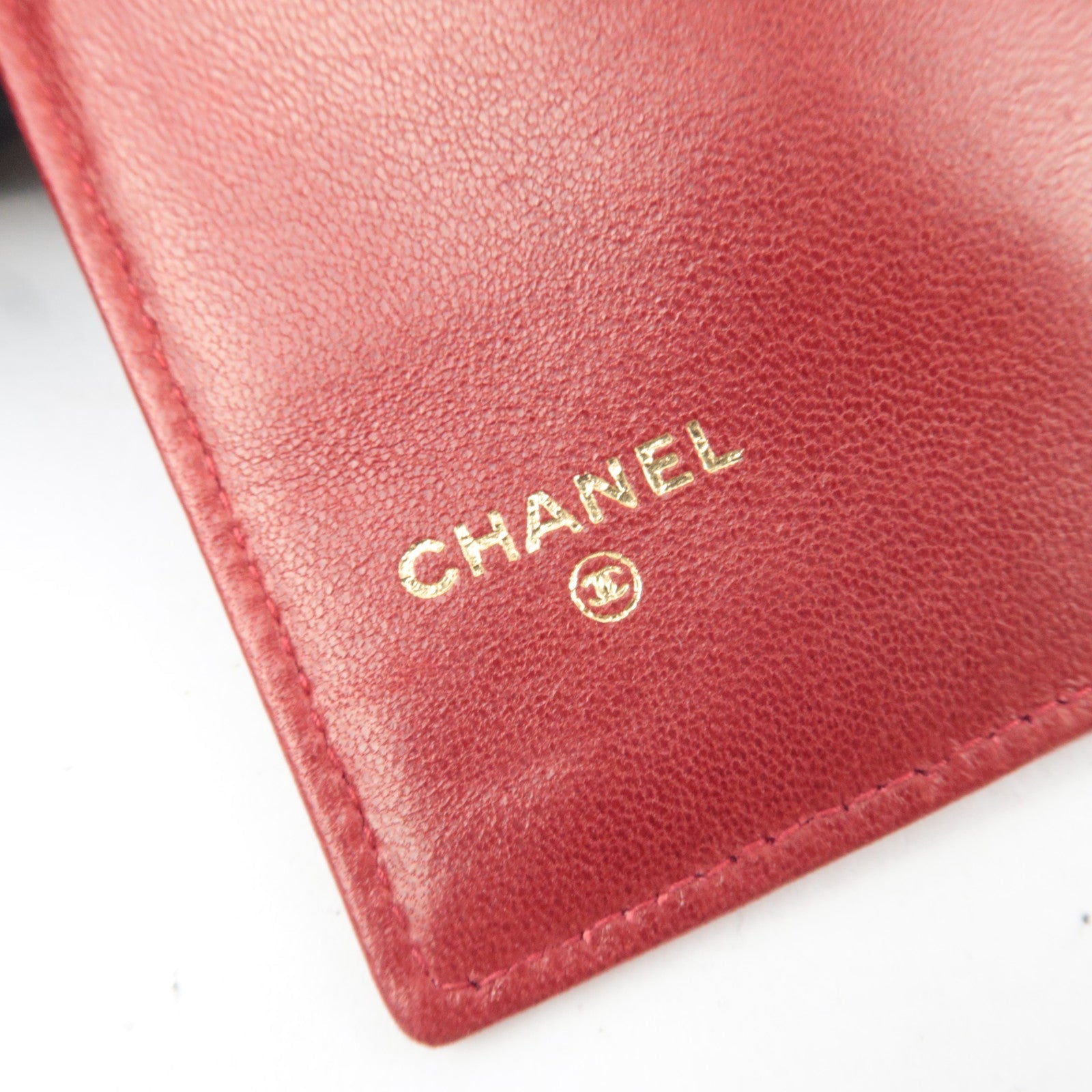 CHANEL Coco Mark Bifold Long Wallet Lambskin Red 3073532