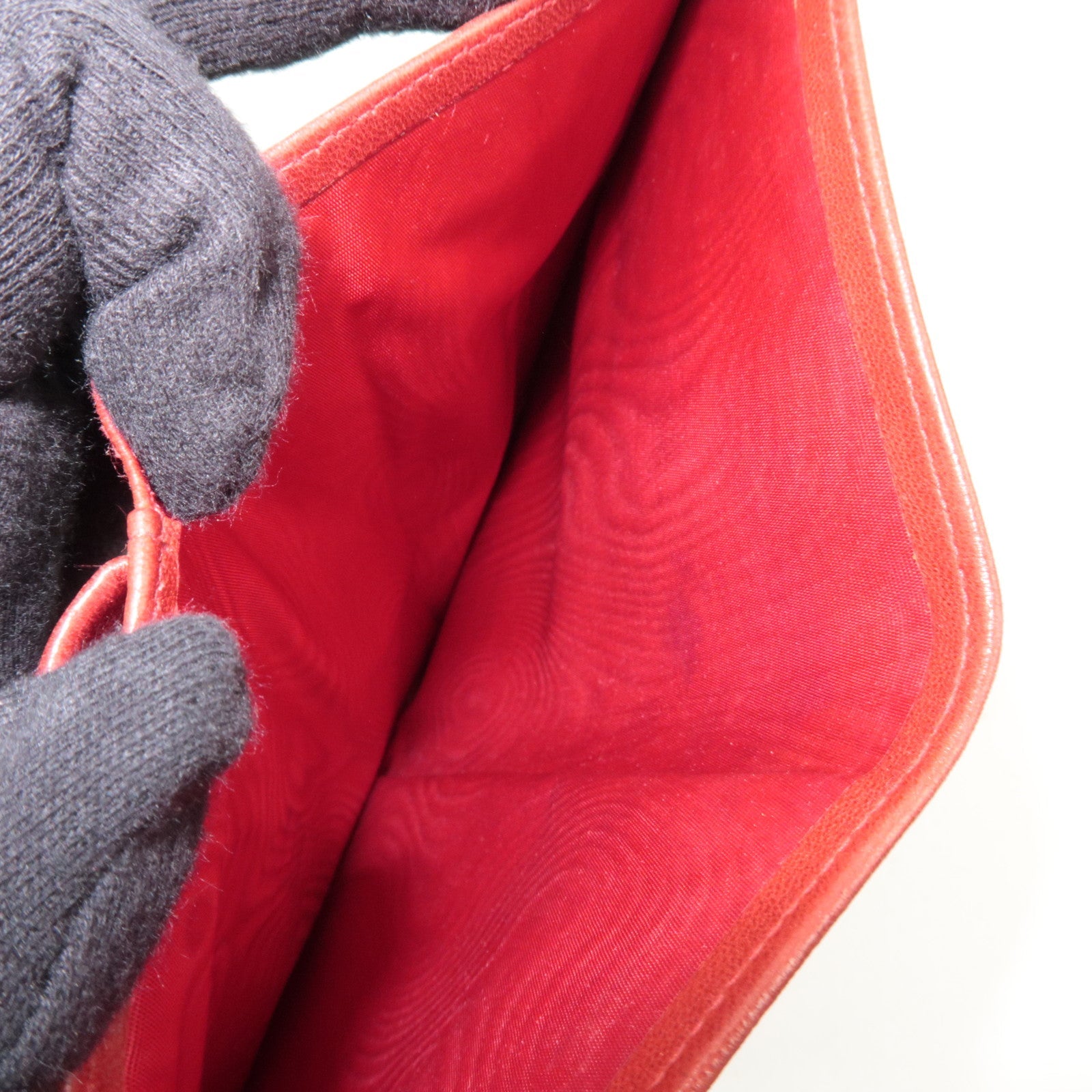 CHANEL Coco Mark Bifold Long Wallet Lambskin Red 3073532