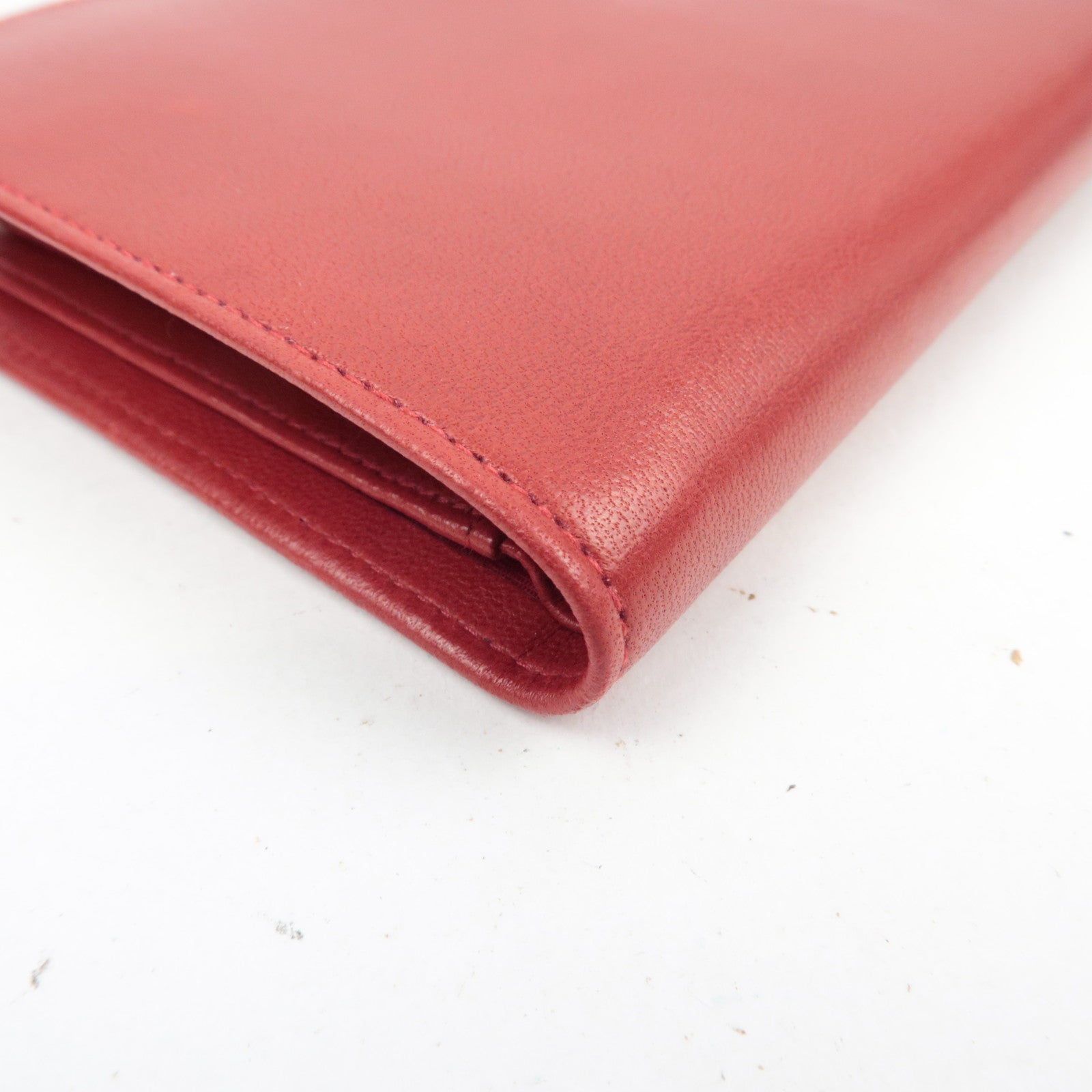 CHANEL Coco Mark Bifold Long Wallet Lambskin Red 3073532