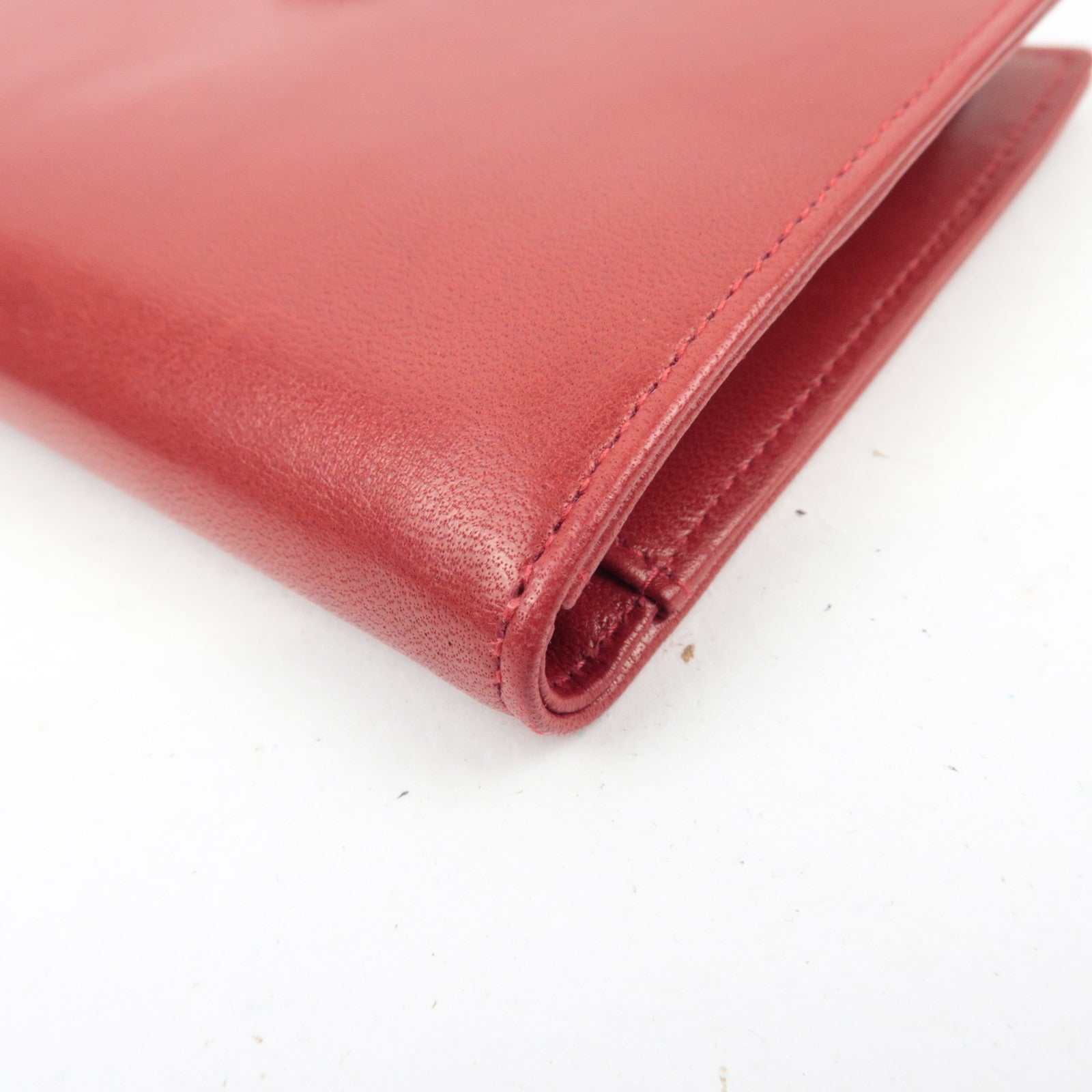 CHANEL Coco Mark Bifold Long Wallet Lambskin Red 3073532