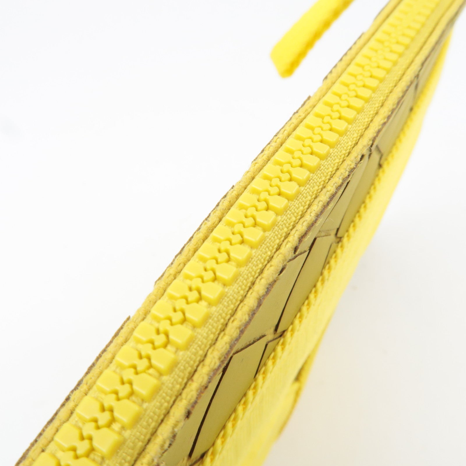 BOTTEGA VENETA Intrecciato Flat Clutch Rubber Canvas Yellow