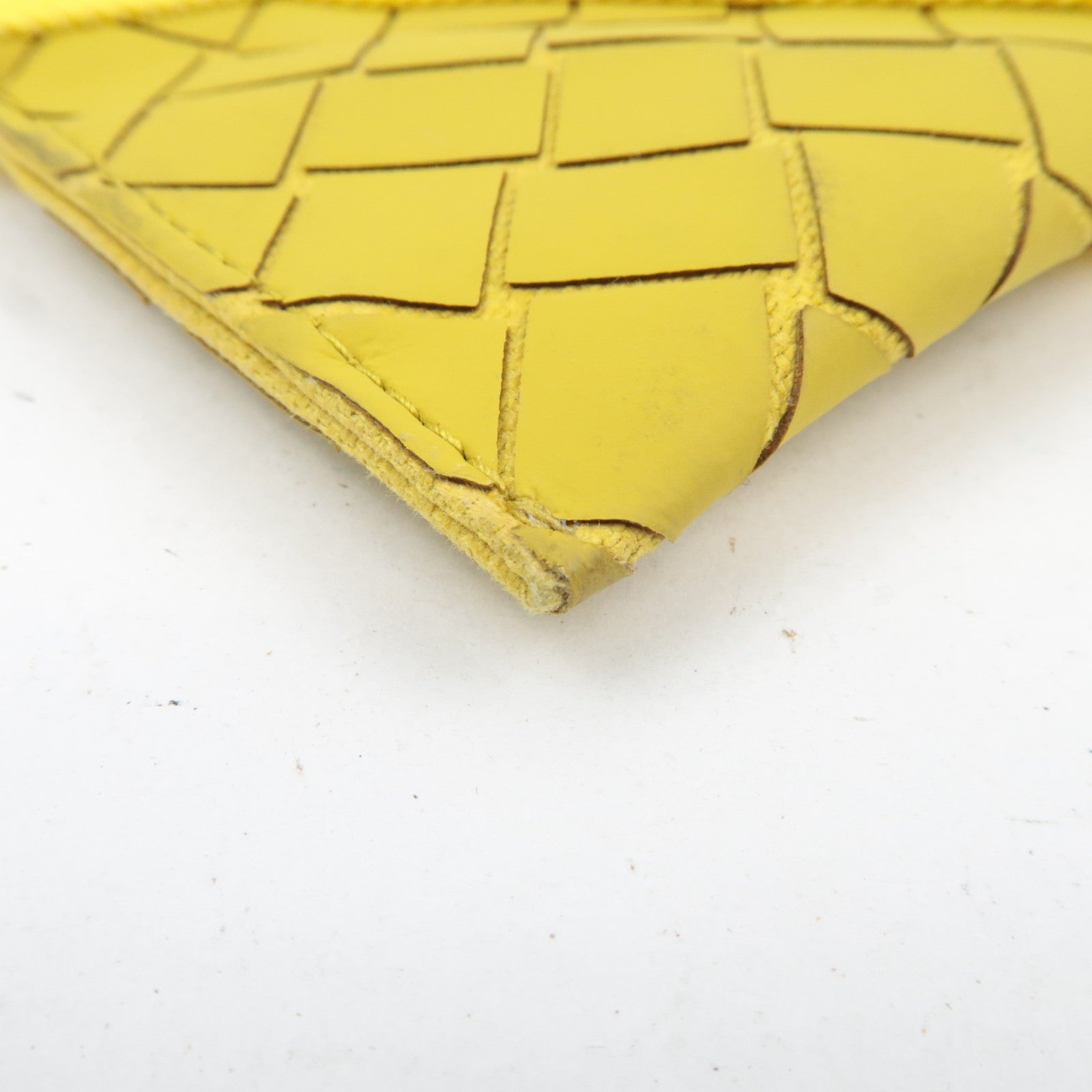 BOTTEGA VENETA Intrecciato Flat Clutch Rubber Canvas Yellow