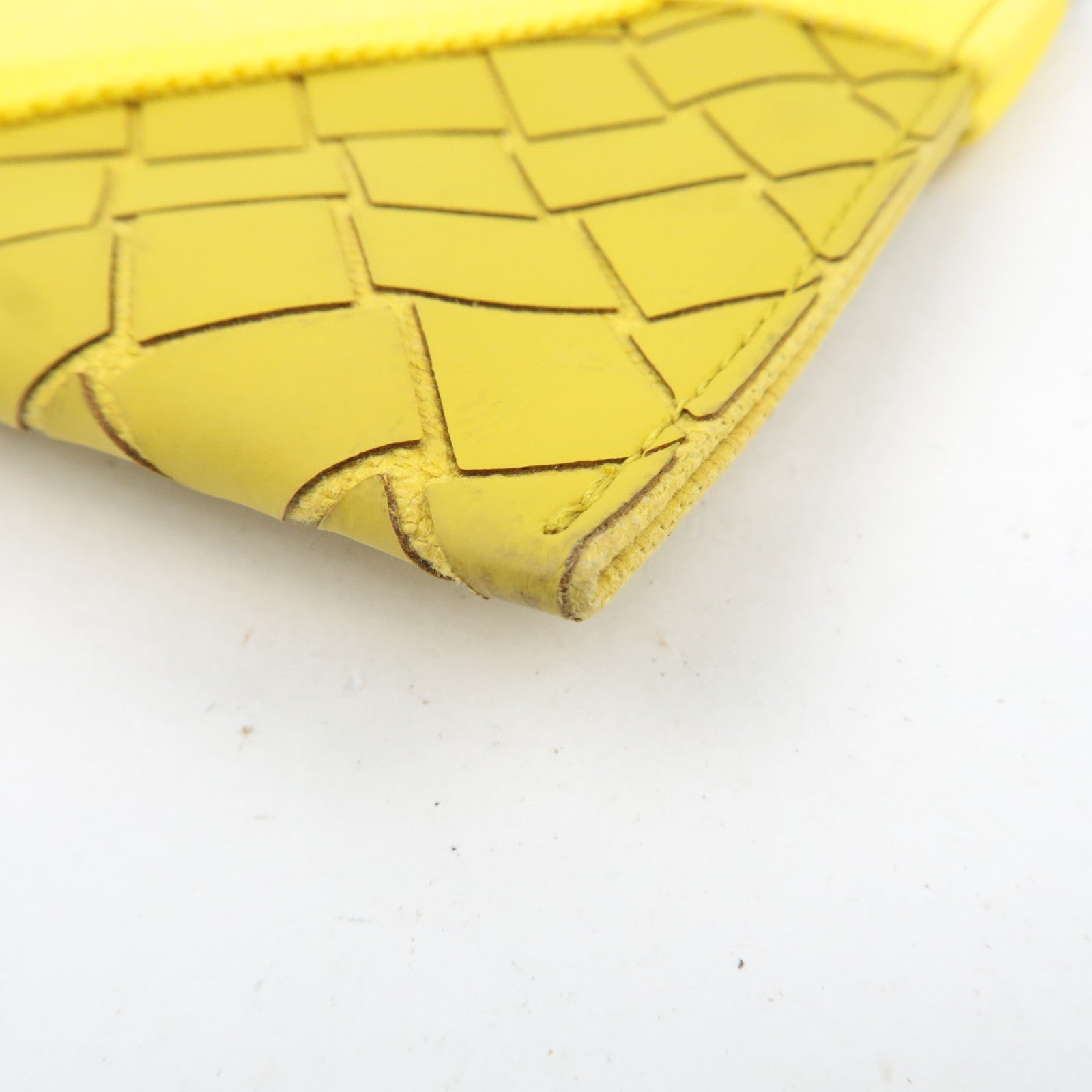 BOTTEGA VENETA Intrecciato Flat Clutch Rubber Canvas Yellow