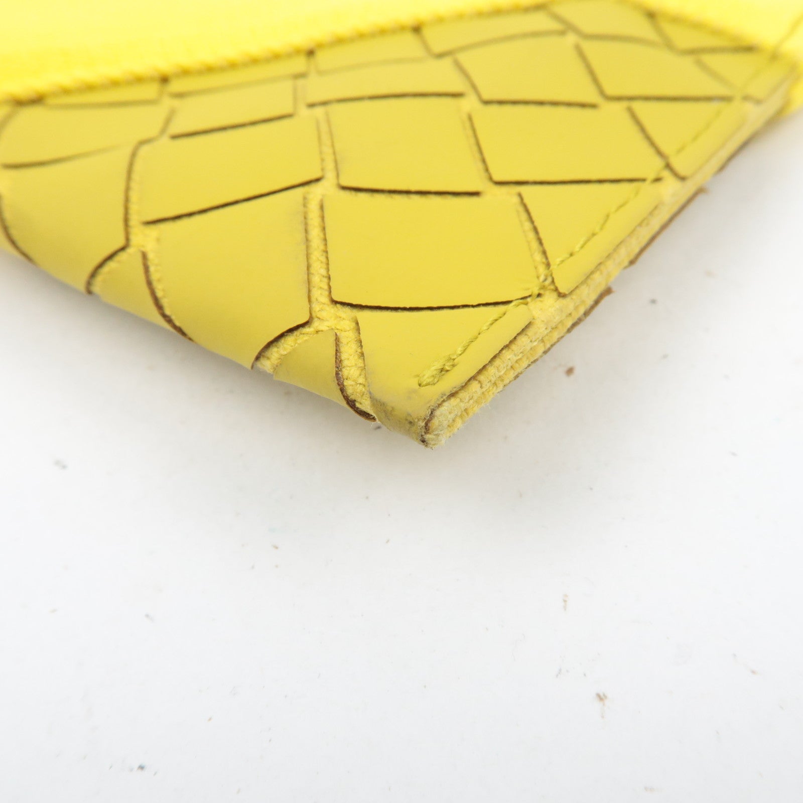 BOTTEGA VENETA Intrecciato Flat Clutch Rubber Canvas Yellow