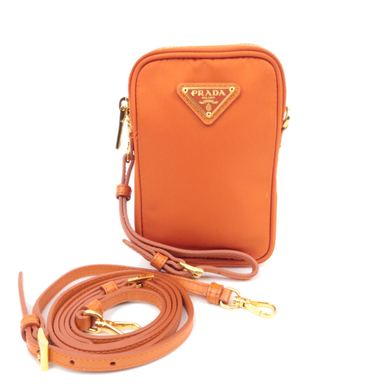 PRADA Mini Shoulder Bag Phone Case Nylon Orange86318