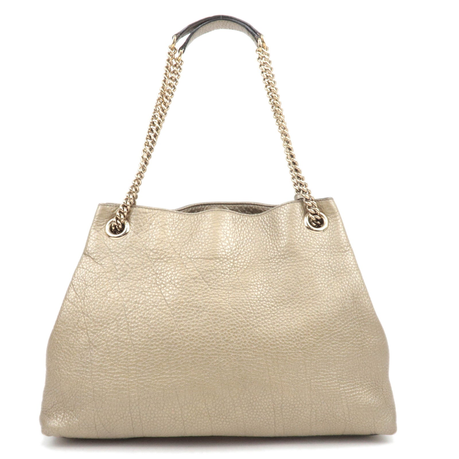 GUCCI Soho Interlocking G Chain Leather Shoulder Bag Gold 308982