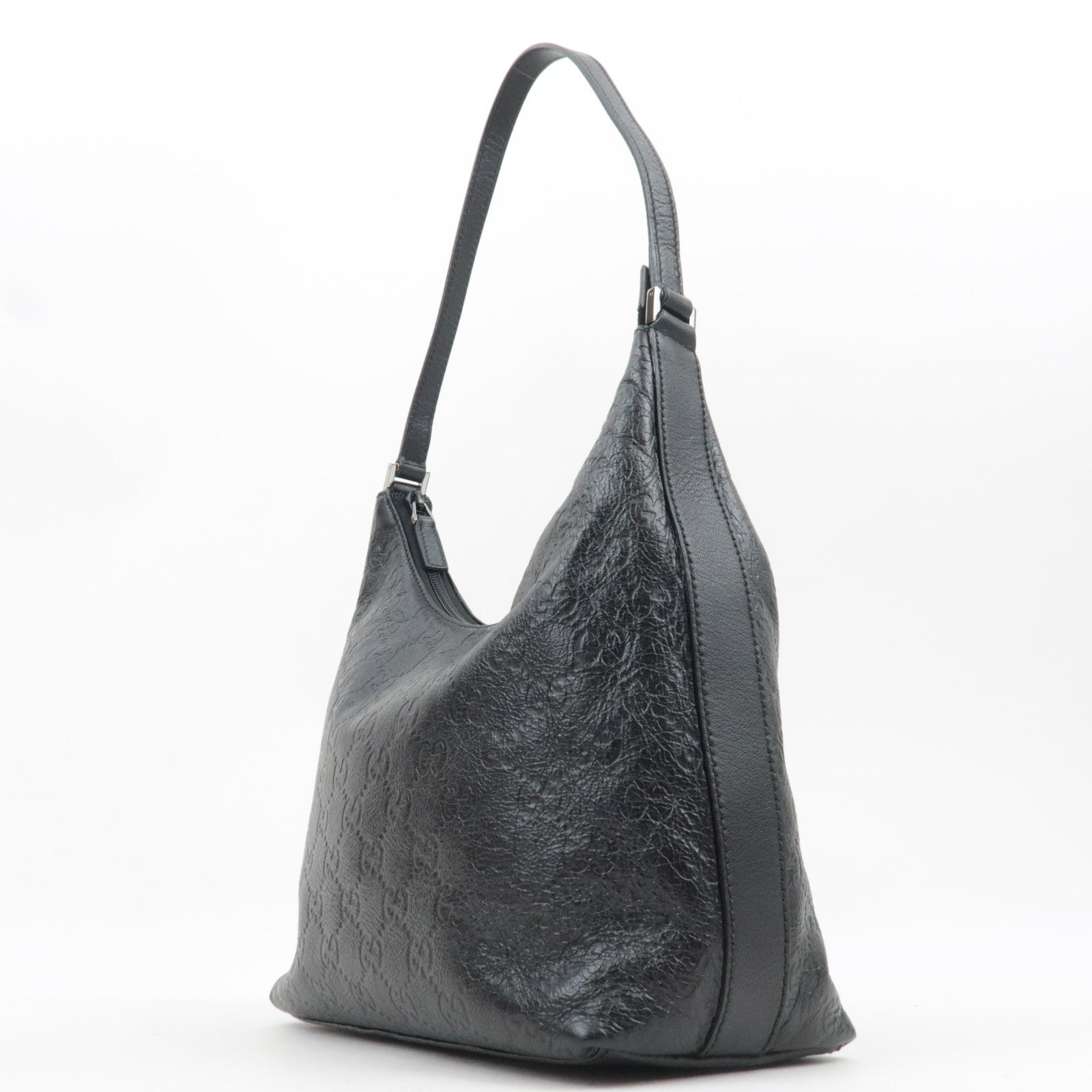 GUCCI Guccissima Leather Shoulder Bag Black 257282