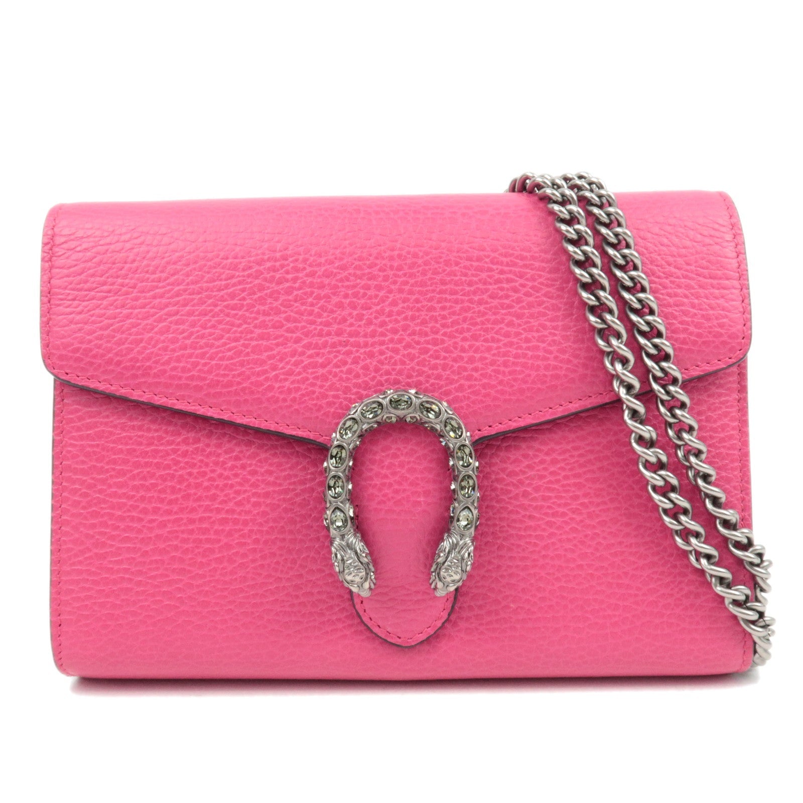 GUCCI Dionysus Leather Chain Bag WOC Pink 40123186330