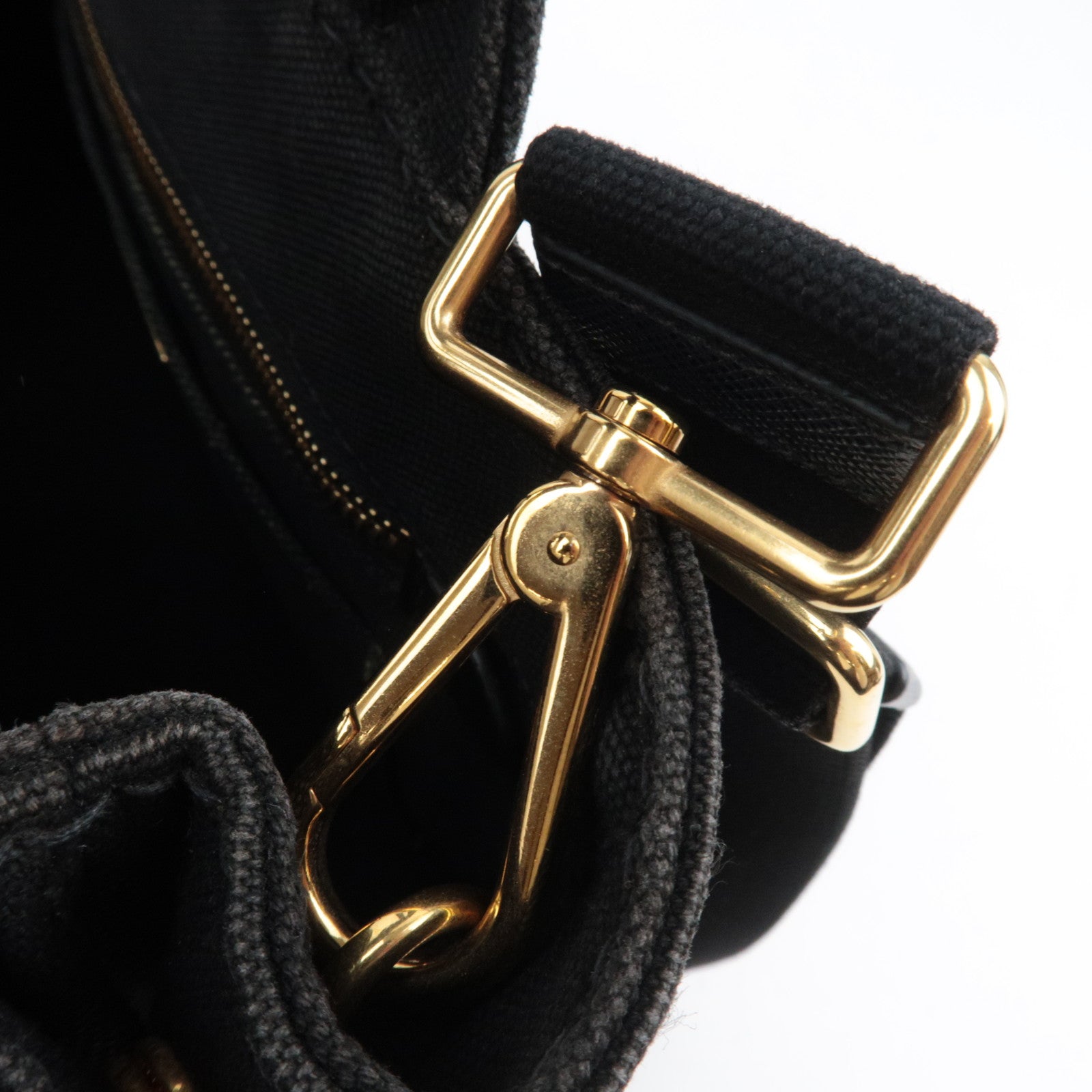 PRADA Canapa Mini Canvas 2Way Tote Bag Black 1BG439