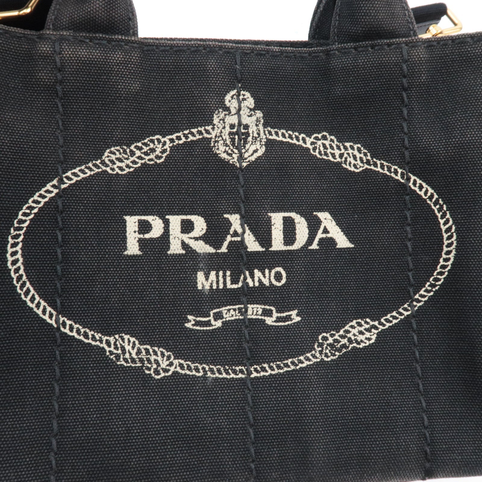 PRADA Canapa Mini Canvas 2Way Tote Bag Black 1BG439