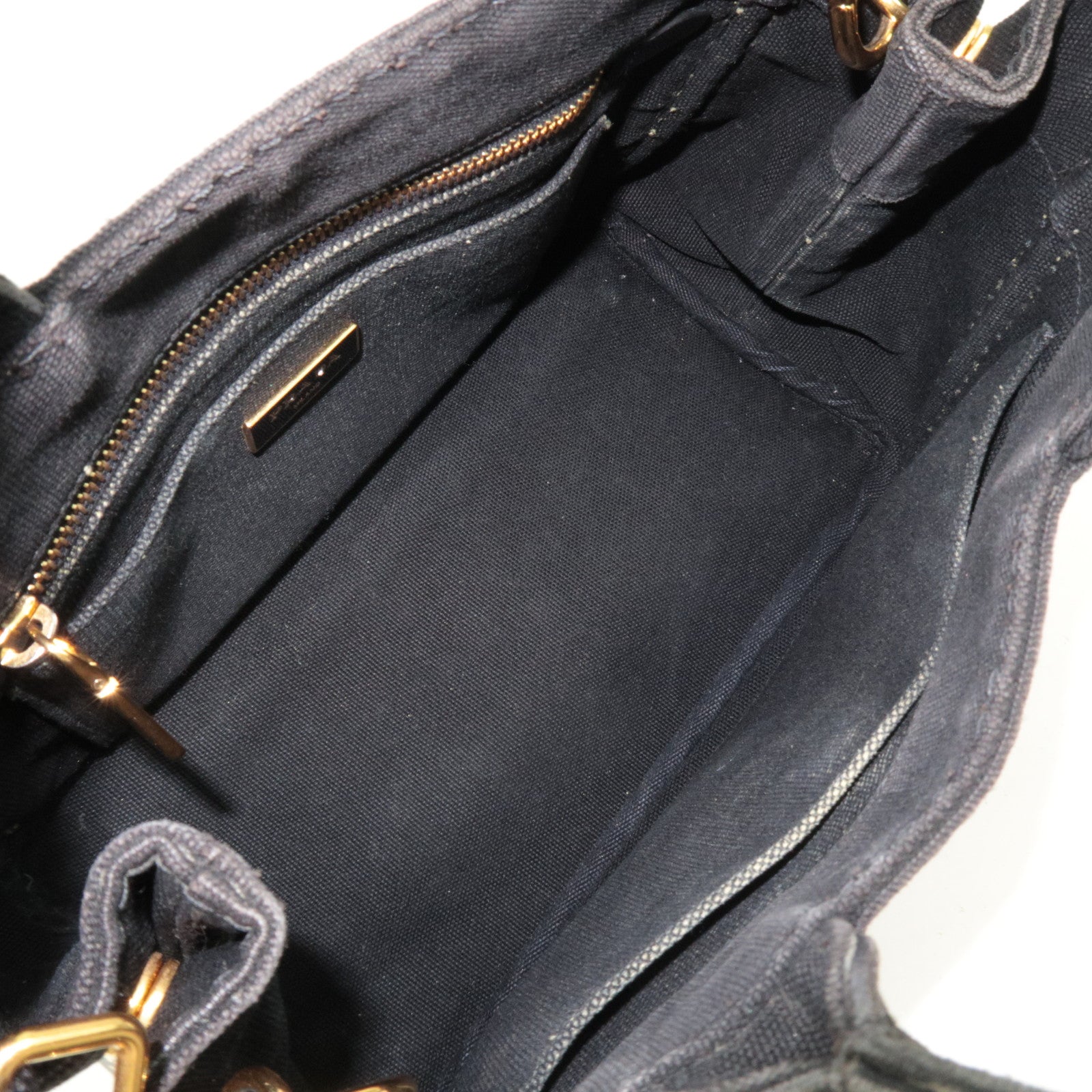 PRADA Canapa Mini Canvas 2Way Tote Bag Black 1BG439