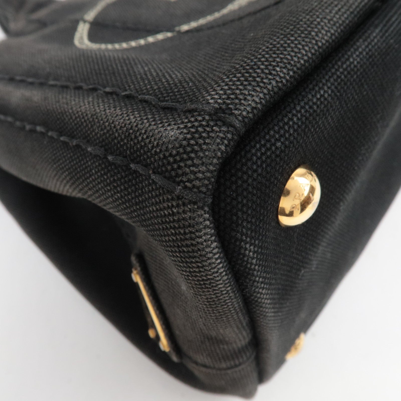 PRADA Canapa Mini Canvas 2Way Tote Bag Black 1BG439