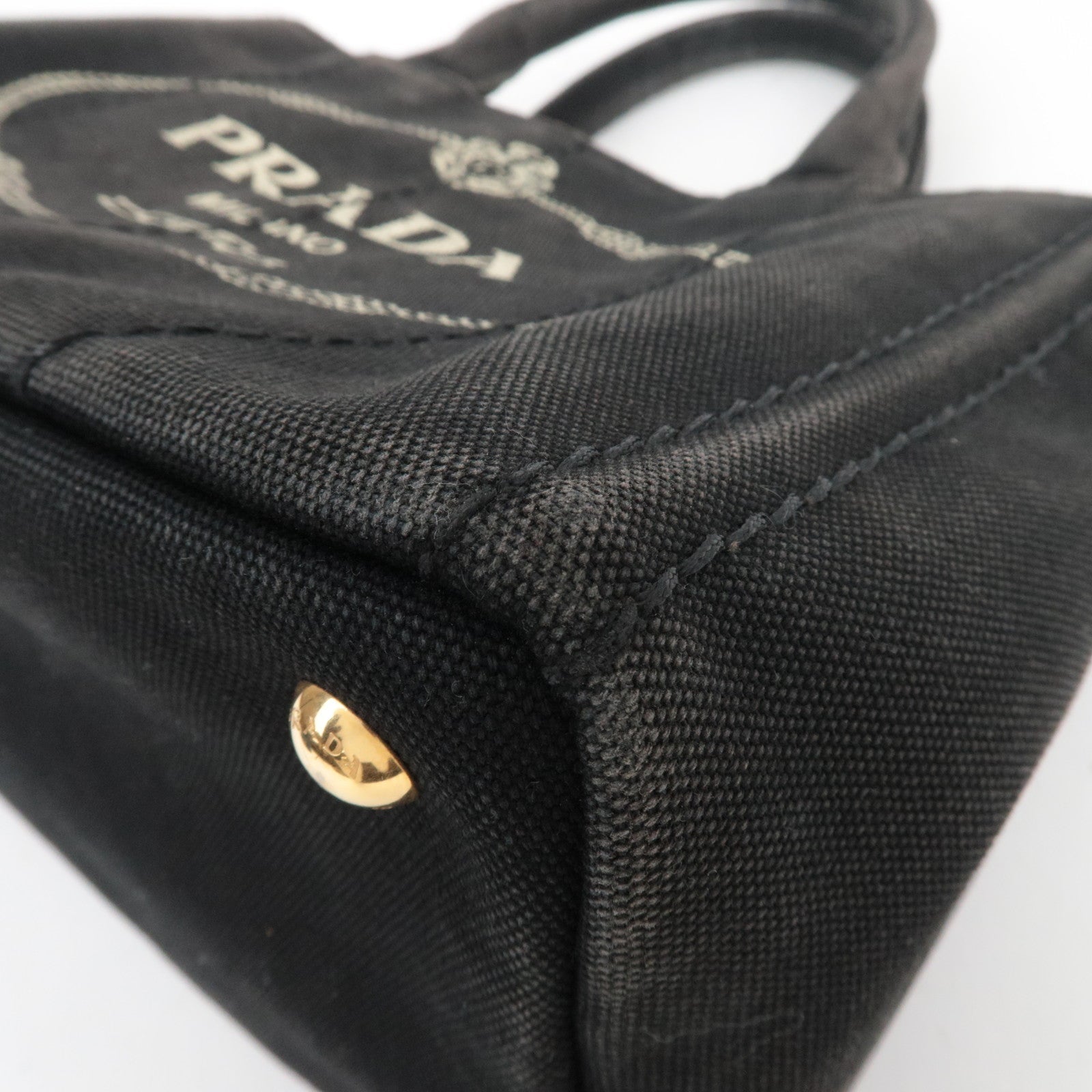 PRADA Canapa Mini Canvas 2Way Tote Bag Black 1BG439