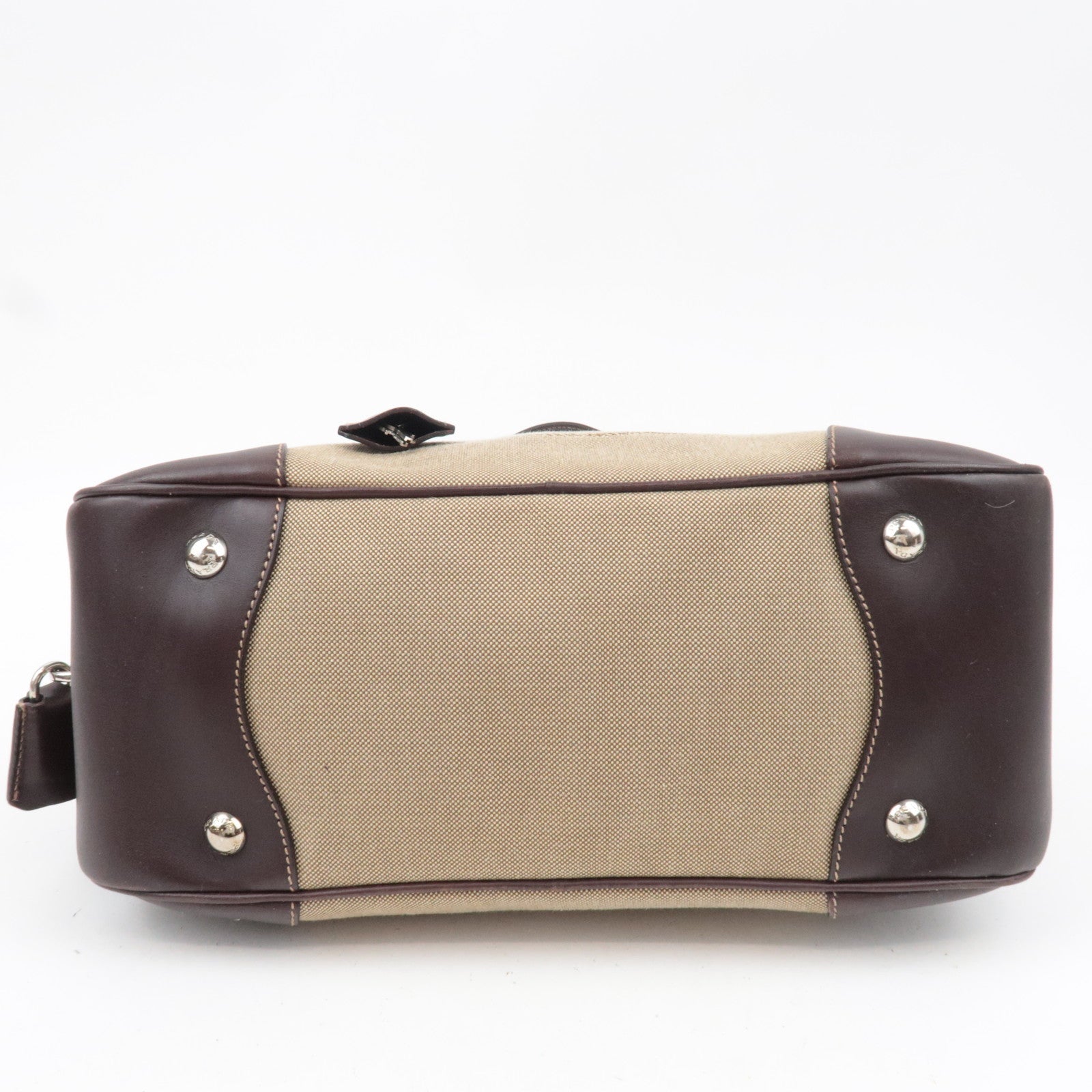 PRADA Logo Jacquard Leather Shoulder Bag Beige