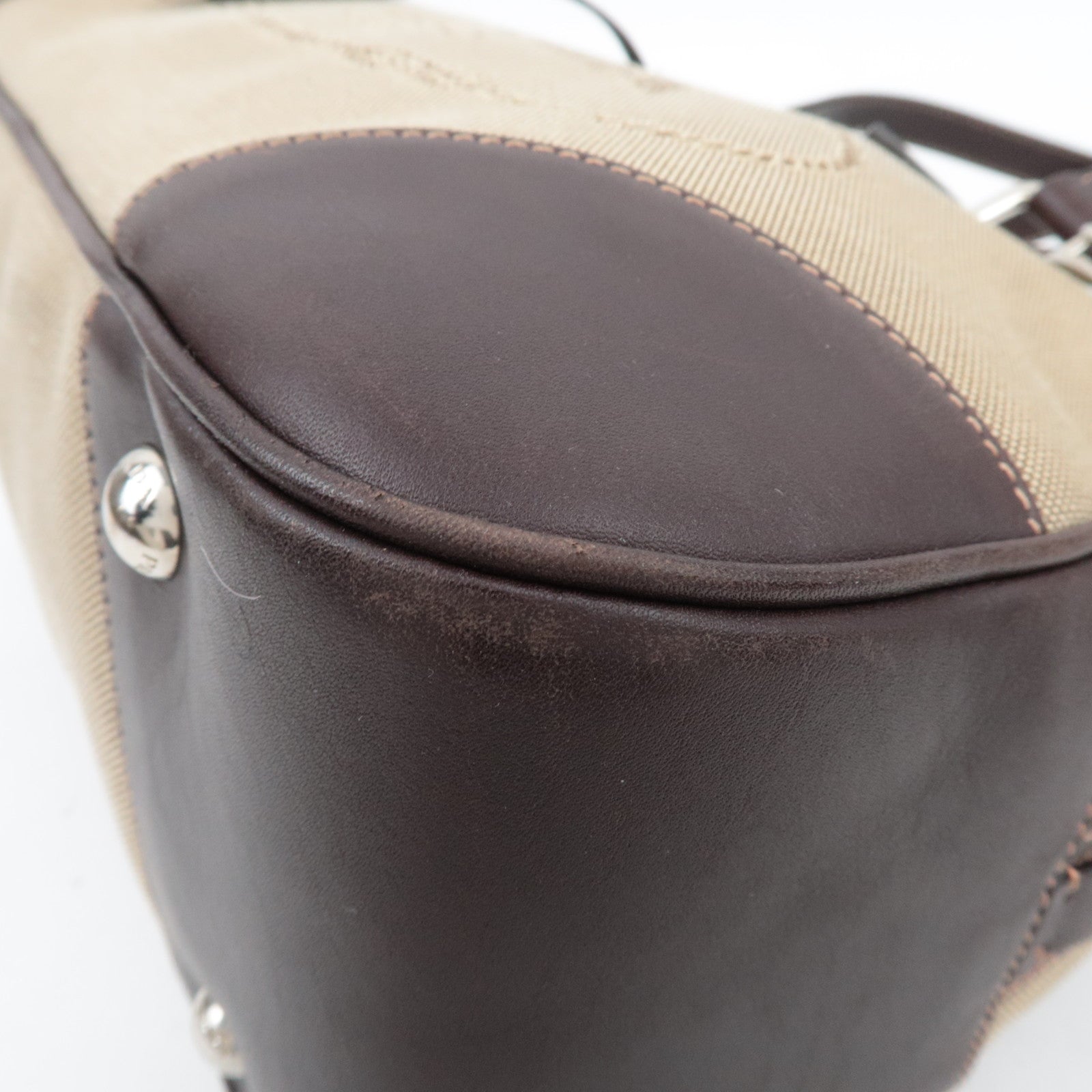 PRADA Logo Jacquard Leather Shoulder Bag Beige