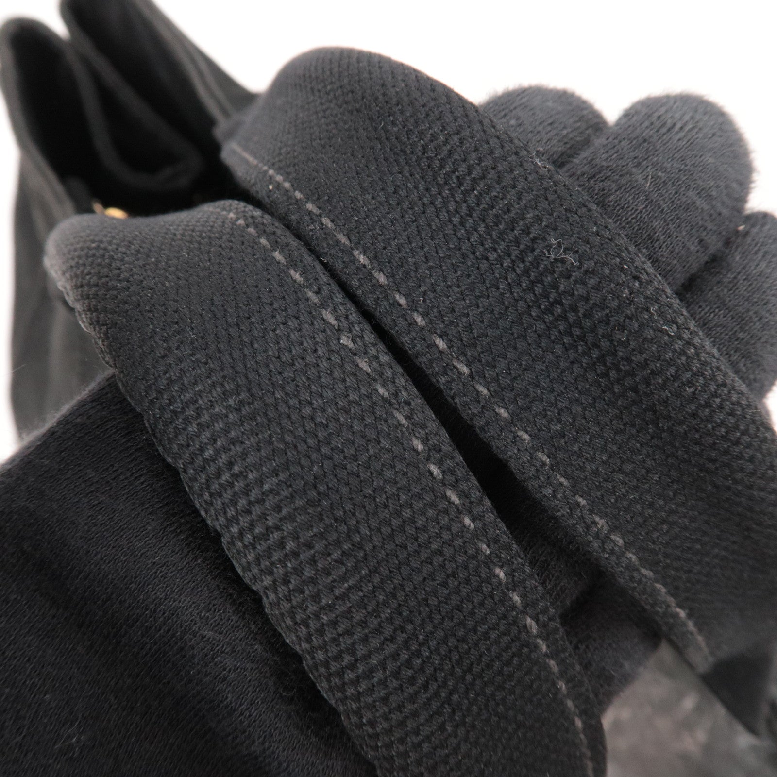 PRADA Canapa Large Canvas 2Way Tote Bag Black