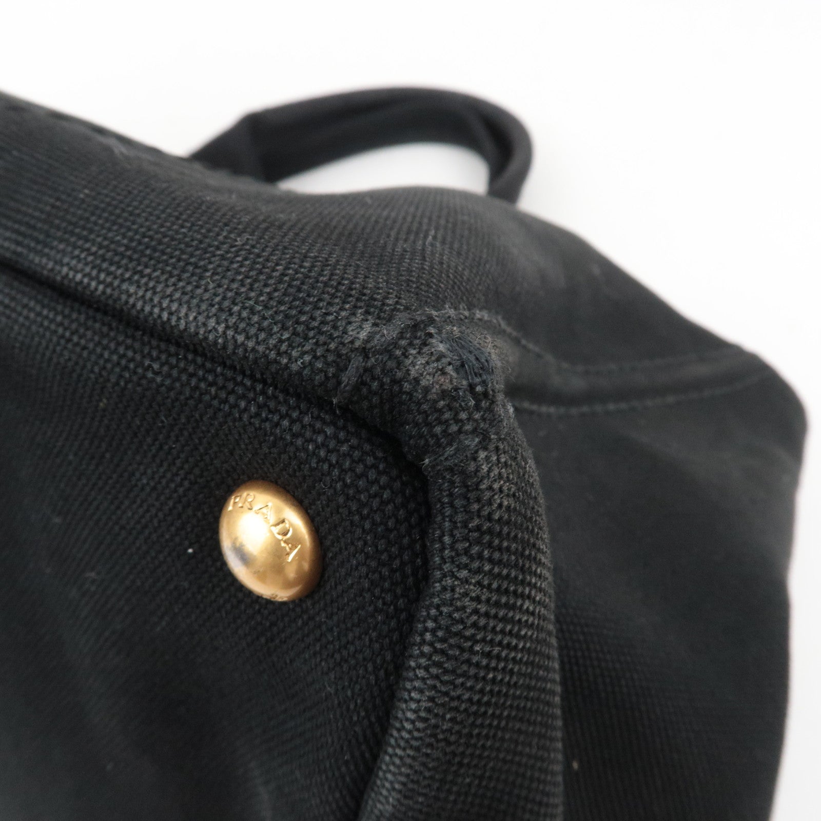 PRADA Canapa Large Canvas 2Way Tote Bag Black