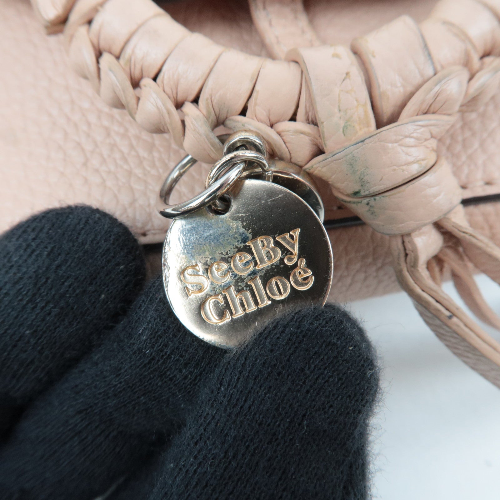 Chloe SEE BY CHLOE Suede Leather Chain Shoulder Bag Pink